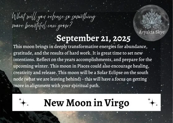 🌾 New Moon in Pisces
A deeply transformative lunation&mdash;perfect for setting soulful intentions, reflecting on progress, and preparing for the season ahead.
Let gratitude, healing, and imagination guide you forward.

🌊 What will you release so s