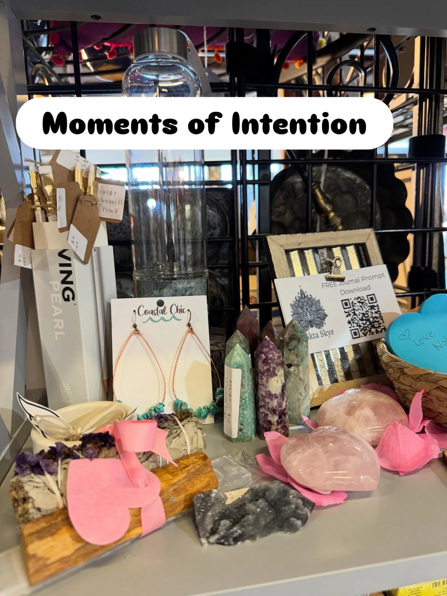 ✨ Moments of Intention, Collected with Care ✨

A small shelf can hold powerful reminders&mdash;grounding stones, heart-centered rose quartz, sage bundles, and simple tools to bring awareness into your daily rhythm.

These pieces aren&rsquo;t about pe