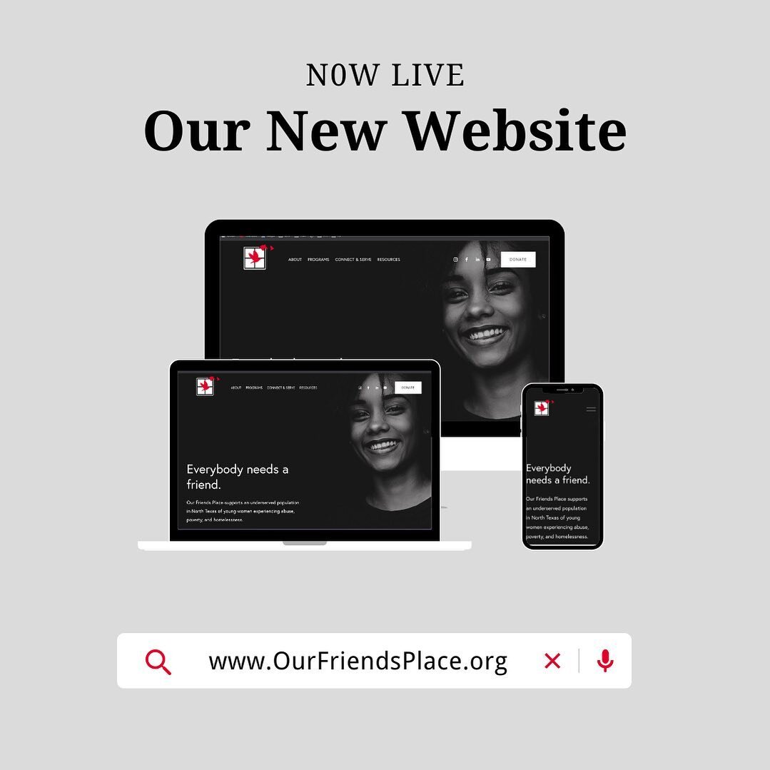 The new Our Friends Place website is officially live! We're so excited to launch an updated experience to welcome the young women we serve and seamlessly highlight the ways our community can help. Visit the new &amp; improved www.ourfriendsplace.org 