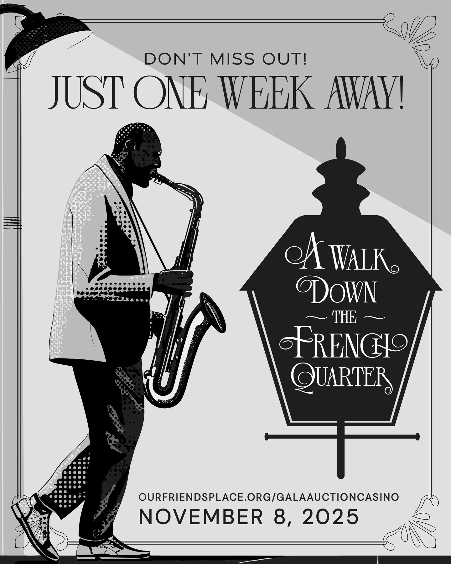 ⏳ The countdown is on. Just ONE WEEK to go! ⏳

It&rsquo;s not too late to join us for an evening of glamour, generosity, and impact at the Our Friends Place Gala.

💃 Dance the night away
 🎲 Play the tables at Casino Night
 🖤 Bid big at live &amp; 