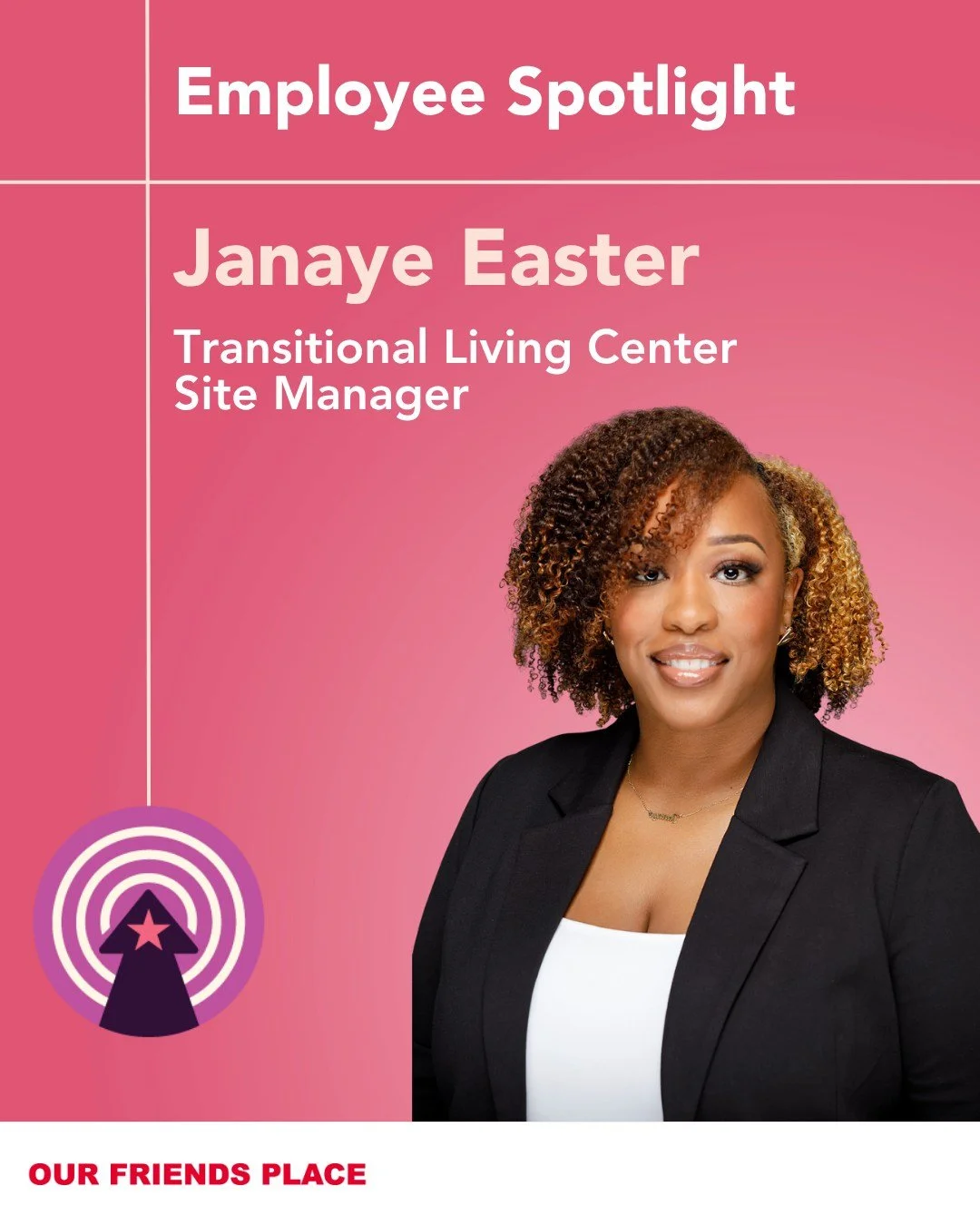 🌟Employee Spotlight: Janaye Easter! 🌟

This month, we&rsquo;re proud to highlight one of our dedicated team members, Janaye, who is a Transitional Living Center Site Manager at Our Friends Place.💜

Every day, Janaye goes above and beyond to ensure