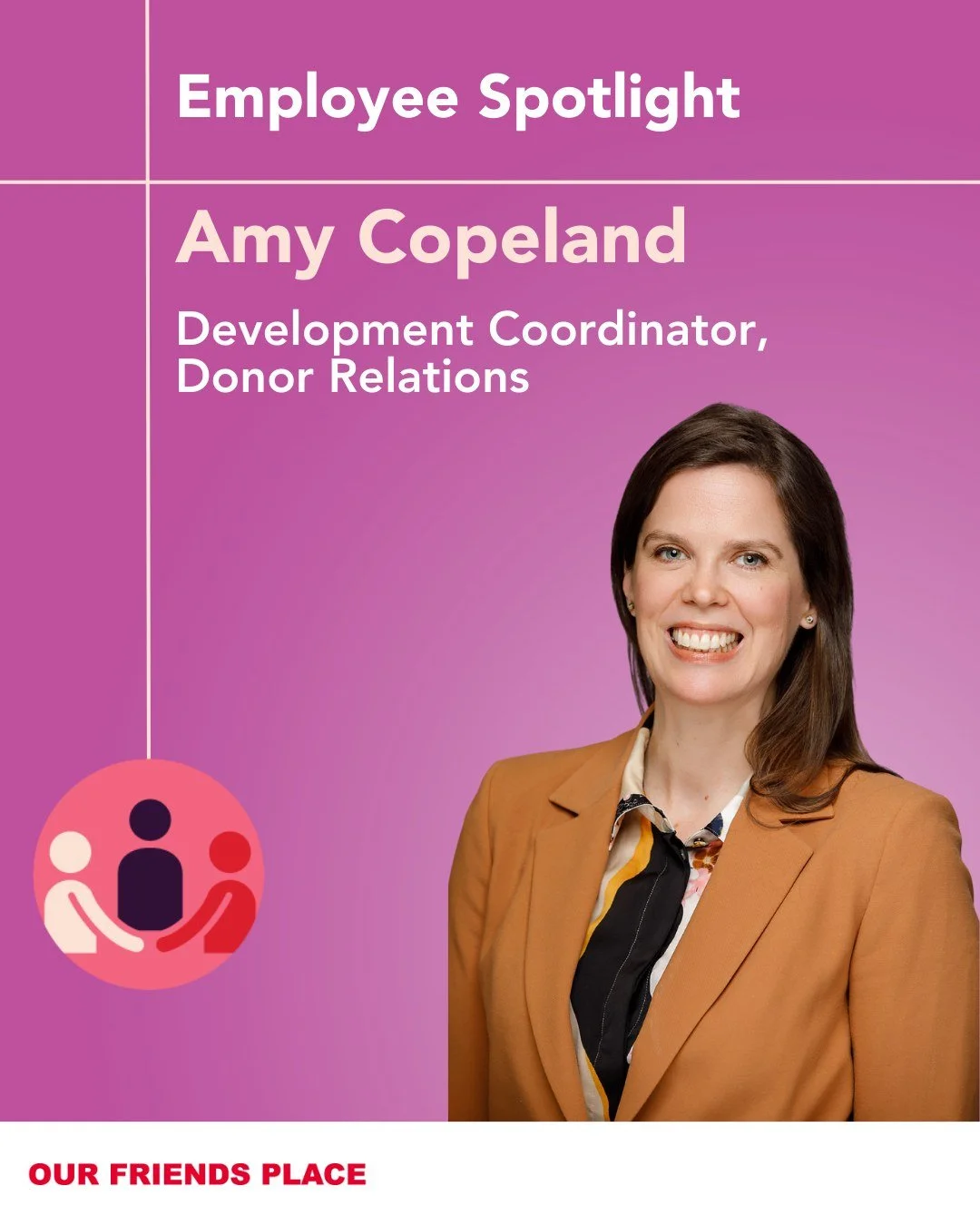 🌟Employee Spotlight: Amy Copeland! 🌟

This month, we&rsquo;re proud to highlight one of our dedicated team members, Amy, who is the Development Coordinator, Donor Relations at Our Friends Place.💜

Amy brings dedication and care to her work, ensuri
