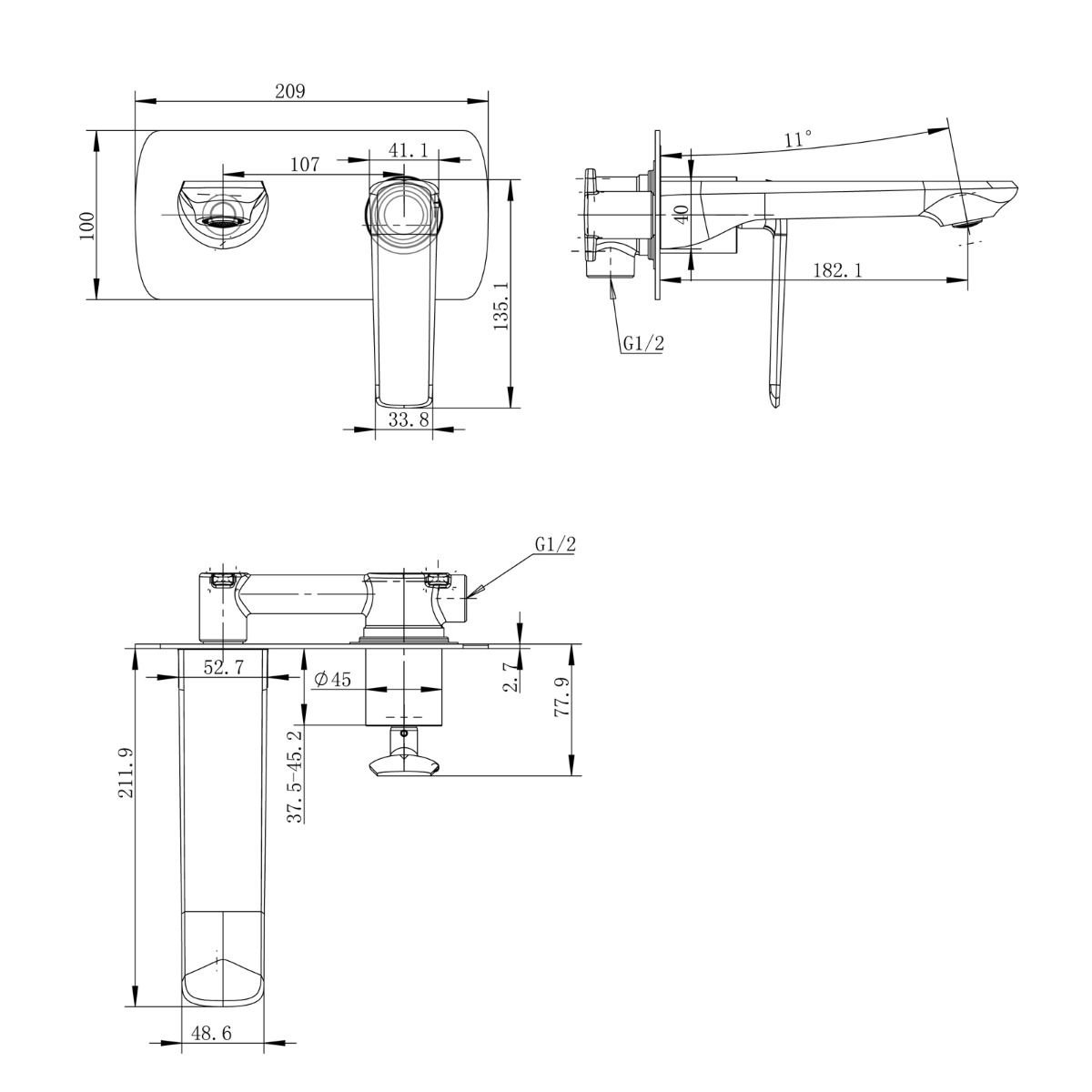 Esperia Chrome Wall Mixer With Spout wmt14_size.jpeg