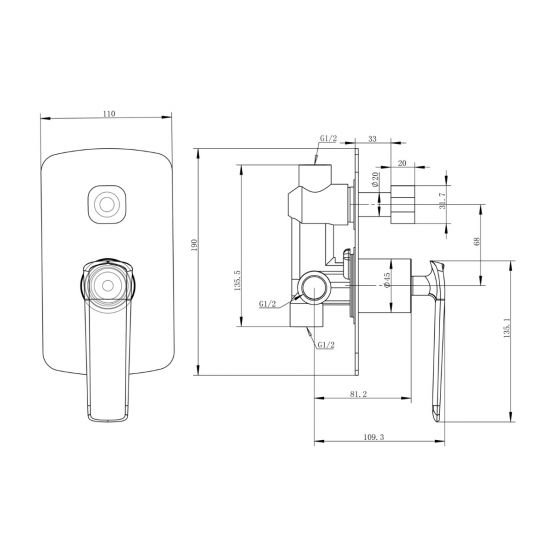 Esperia Chrome Wall Mixer with Diverter wmd45_size.jpeg