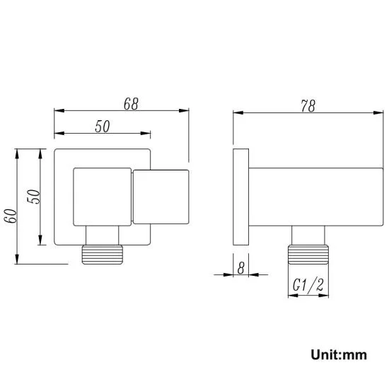 Esperia Brushed Nickel Square Shower Holder Wall Connector & Hose sr27-n_size_3.jpeg
