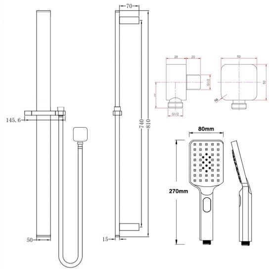 Chrome Square Handheld Shower Rail Set sr49_size.jpeg