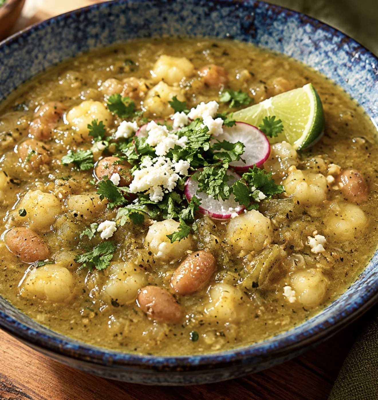 Roasted Poblano &amp; Hominy Pozole Verde 