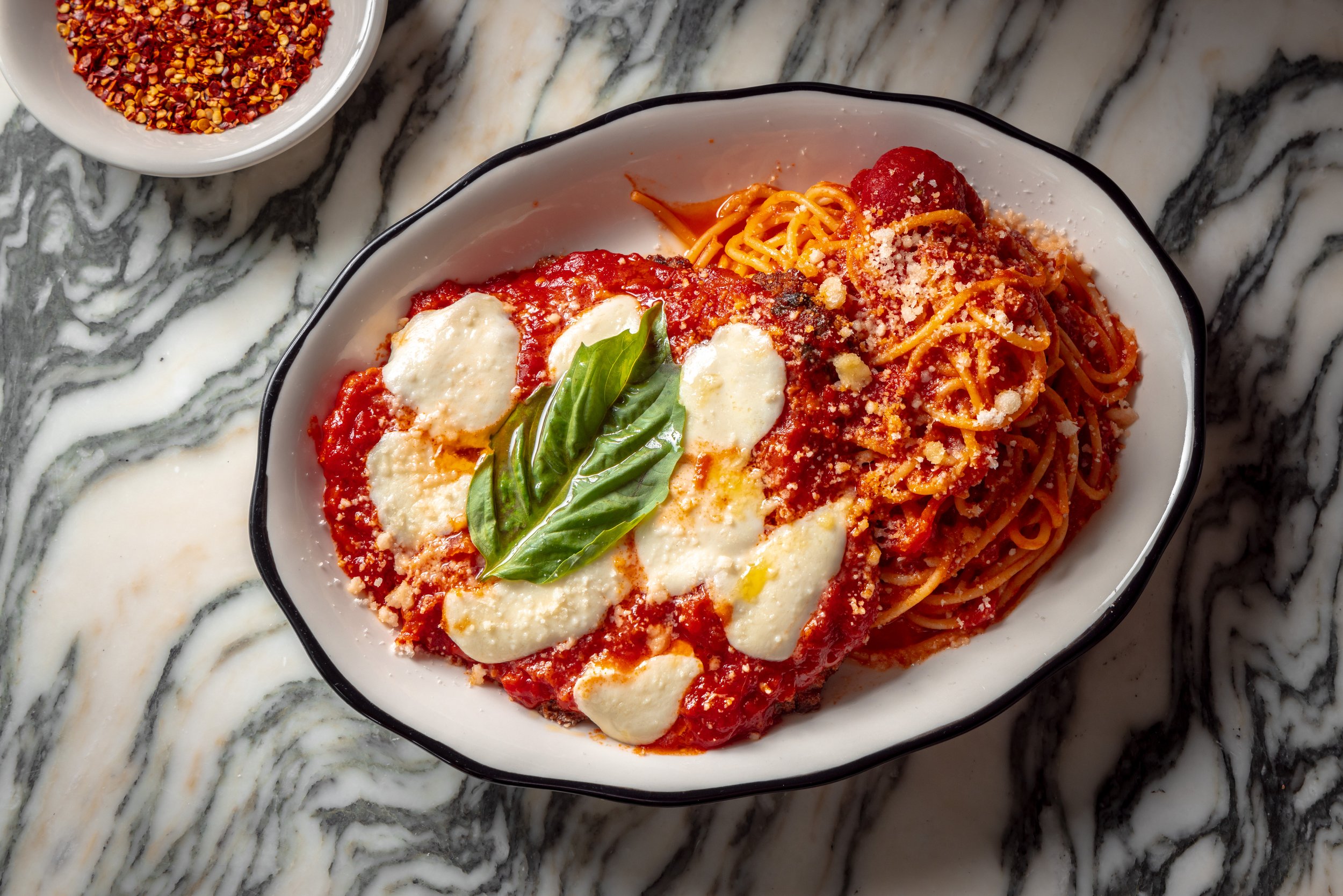 Chicken Parmigiana with Spaghetti