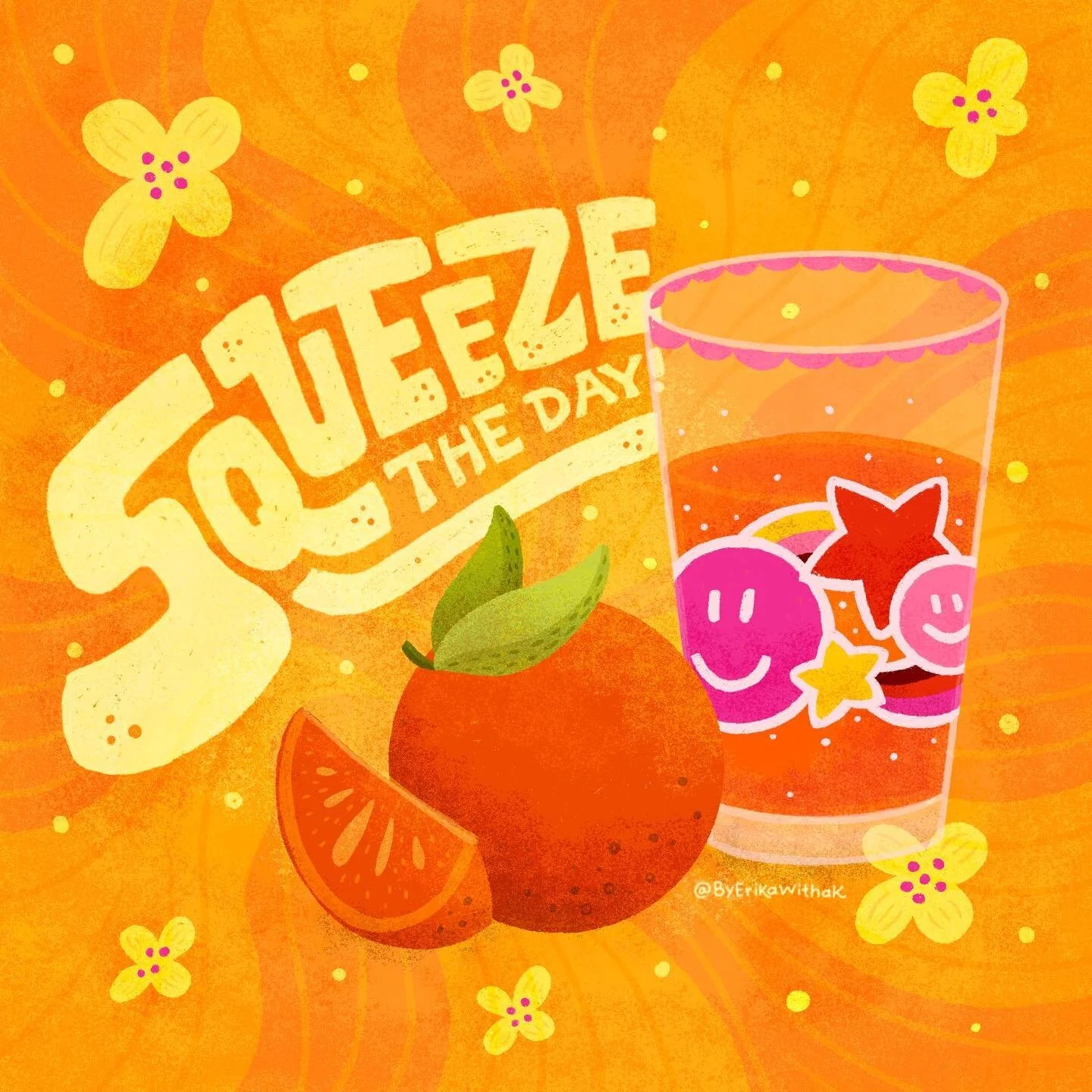 Just being a little silly with another pun, and pulling some of the #retrovibe motifs from the last couple posts into this cute glass for #mixitupmay23 

Still rolling with my prompt 2 picks of orange 🧡 happy 😊 fruit 🍓 

Wanna join in the challeng