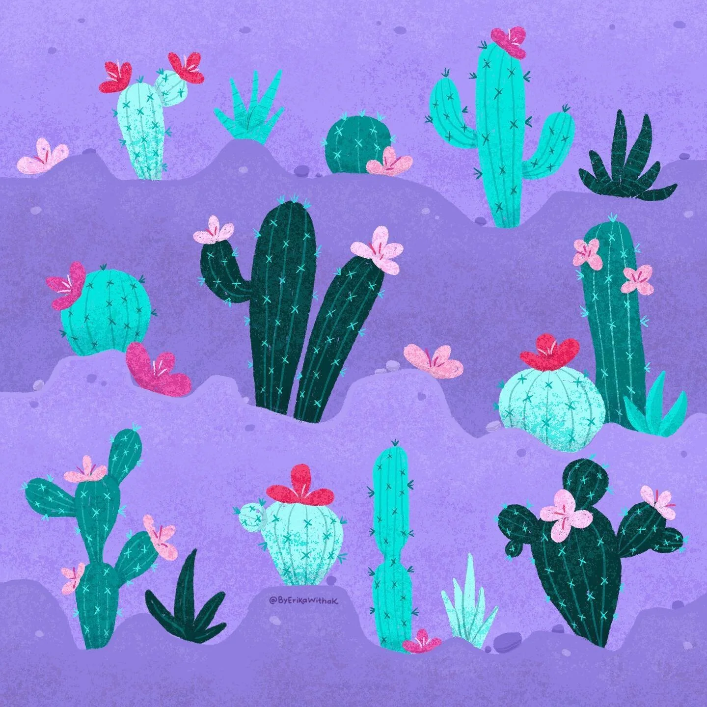 Had an idea for a different kind (for me) of repeat for my cacti guys. This is for my Teal 🌵 Wild 🌵 Cactus prompt for #mixitupmay23 ! 

We&rsquo;re still mixing it up through the end of May &mdash; want to join in the fun with me and @winkandwonder