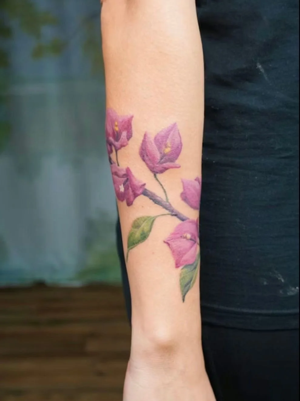 What would you tattoo to remember the most important trip of your life?🛣️

Vianney wanted to commemorate a trip she took with her mom to Cuernavaca, Mexico shortly before she passed. Her mom&rsquo;s name was Flor. Flower. Bougainvillea grows everywh