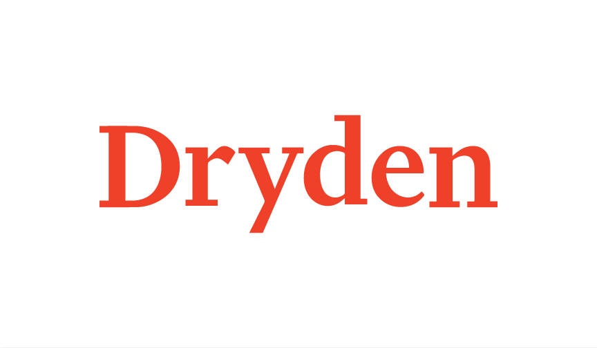 Text reading 'Dryden' in large red letters on a black background.