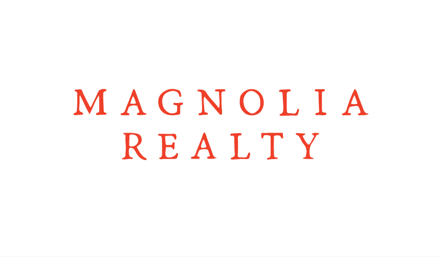 Magnolia Realty logo with a drawing of a magnolia flower above the company name in red text.