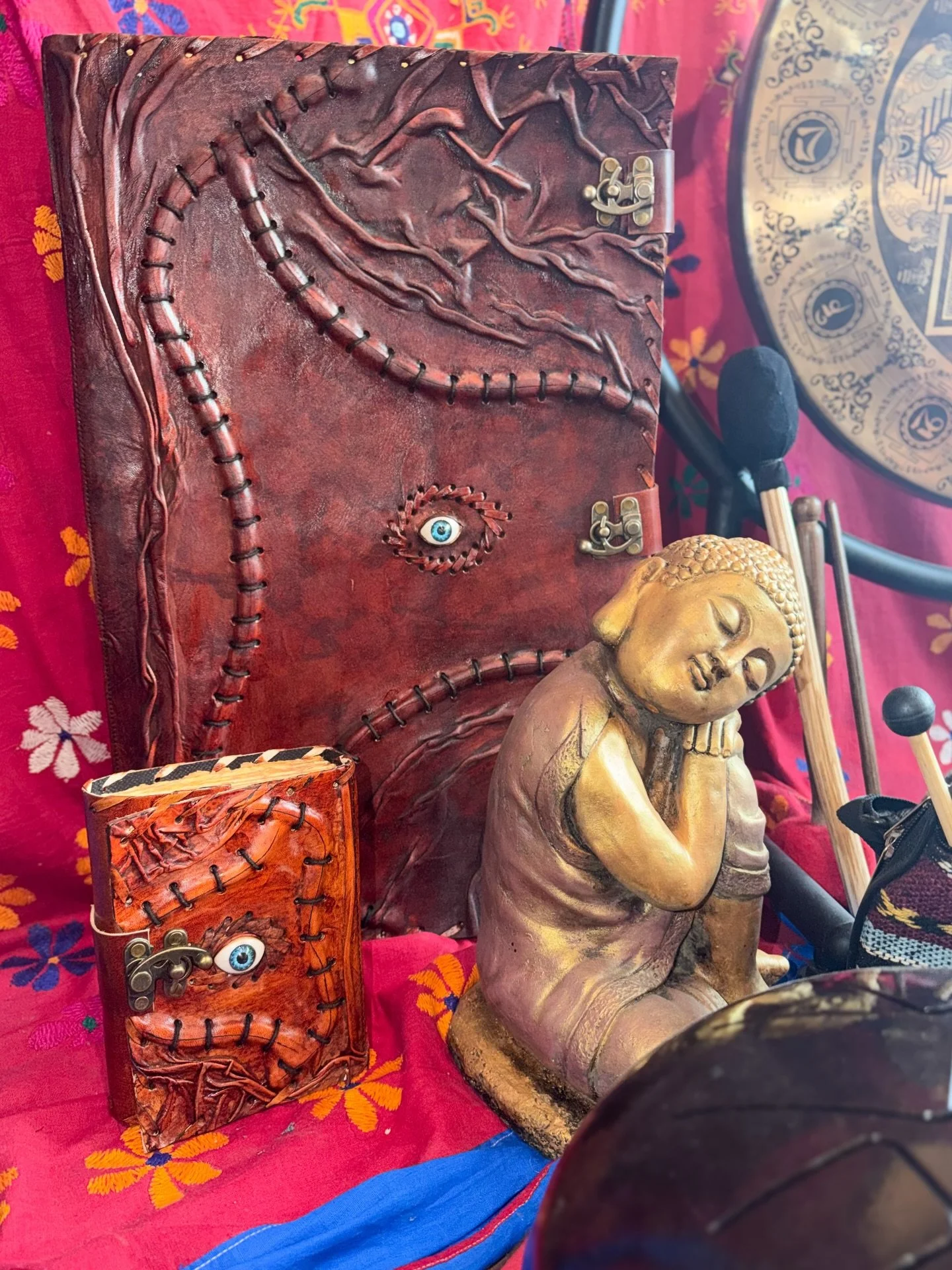 🕯 Hocus Pocus Journals 🕯
Bound in leather. Sealed with intention. 
These are not journals &mdash; they are grimoires.
Each Hocus Pocus piece is hand-crafted from genuine leather, darkly embossed and time-worn, as though it has already lived many li