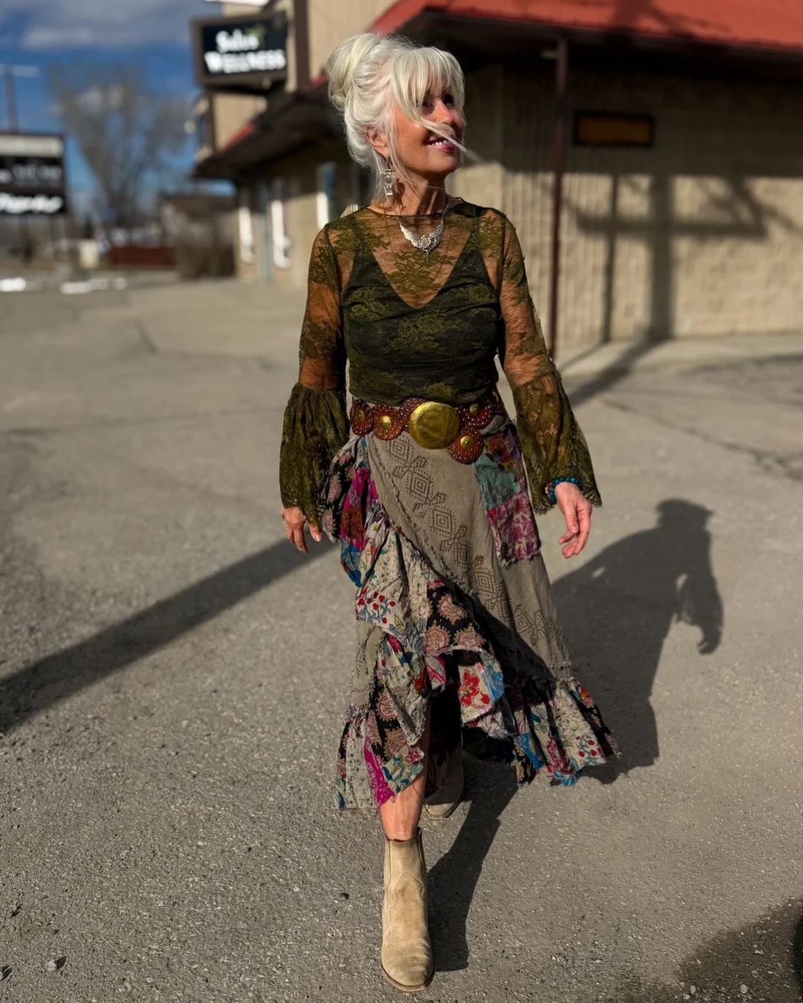 The outfit you didn&rsquo;t know you needed ✨

The Wander Patch Wrap Skirt by Jaded Gypsy paired with our Garden Tea Lace Top in olive &mdash; layered, feminine, and effortlessly undone 🤍

Skirt $219.99 (free size-adjustable wrap)
Top $69.99 (free s