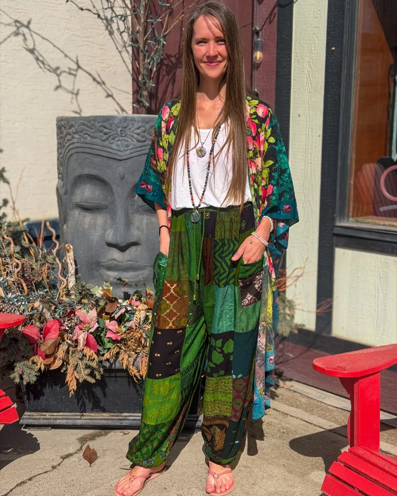 Easy layers, soulful textures, and that perfectly relaxed silhouette 🌿
We&rsquo;re always drawn to pieces that feel collected over time&mdash;nothing too perfect, just beautifully lived-in and full of personality.

Soft patchwork pants paired with a