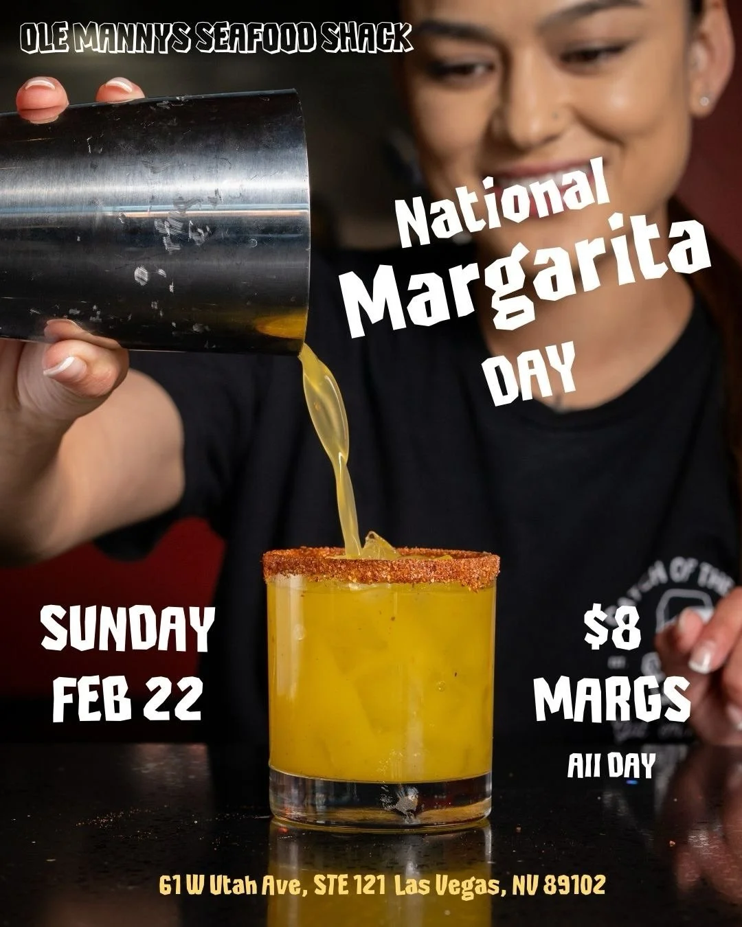🍹🌵 NATIONAL MARGARITA DAY 🌵🍹

This Sunday, Feb 22nd, we&rsquo;re pouring up the good stuff.

$8 Margaritas. All. Day. Long.

Tajin rim, fresh squeeze, no excuses.
Tag your marg crew and meet us at the Shack.
