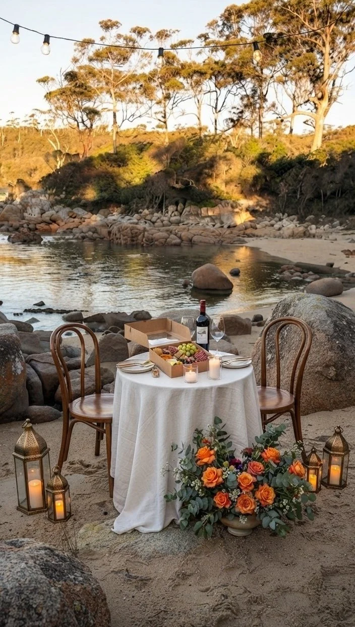 Romantic dinner for two on the beach