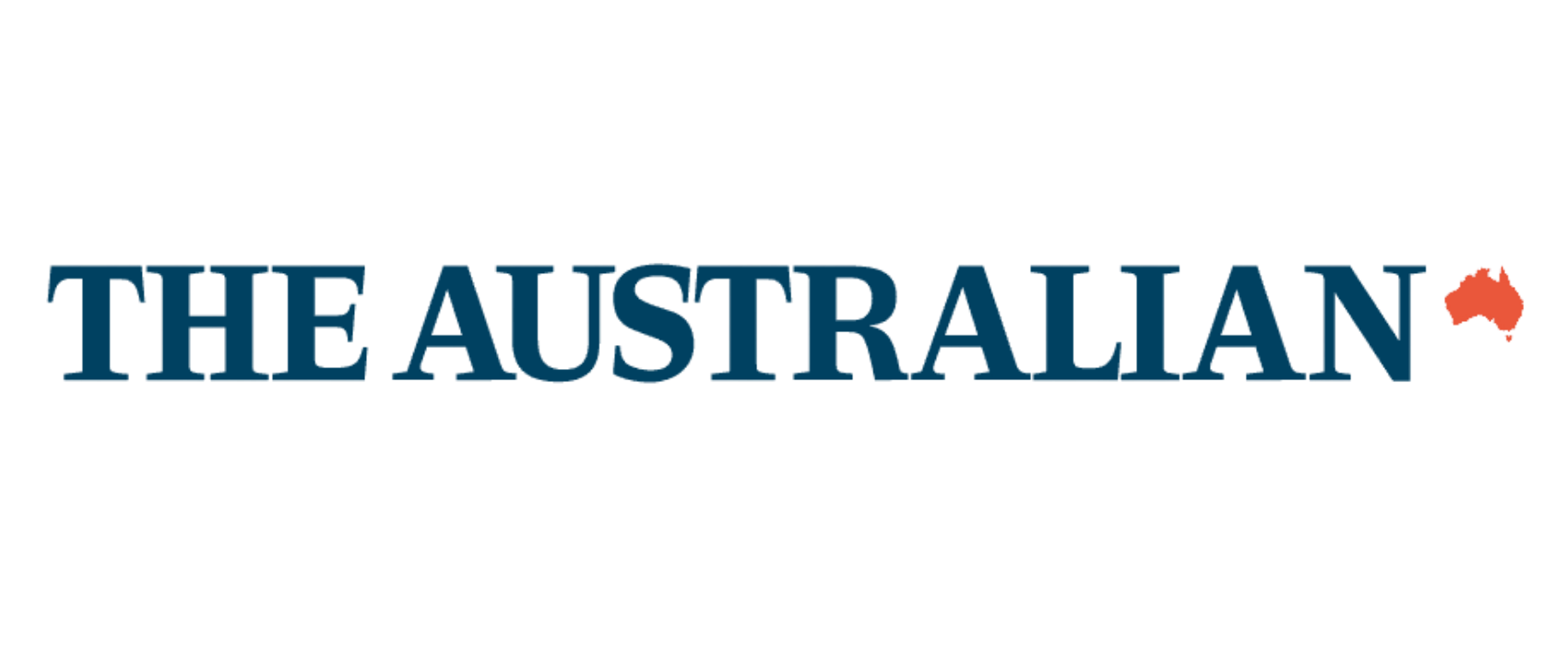 Logo of The Australian, featuring the text 'THE AUSTRALIAN' in blue letters and a red map of Australia to the right.