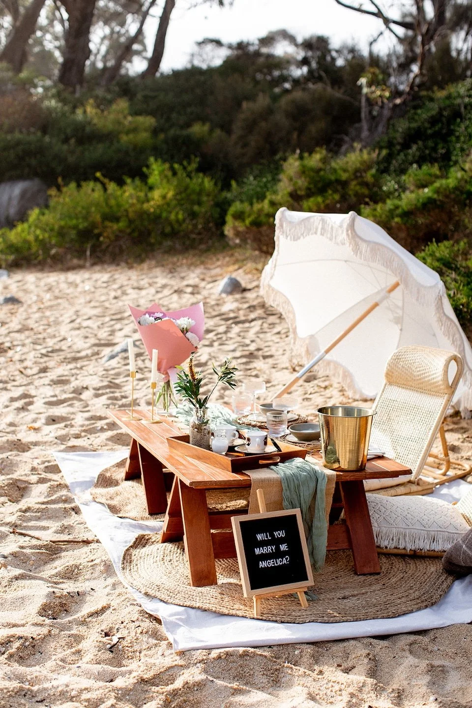 romantic picnic on the beach