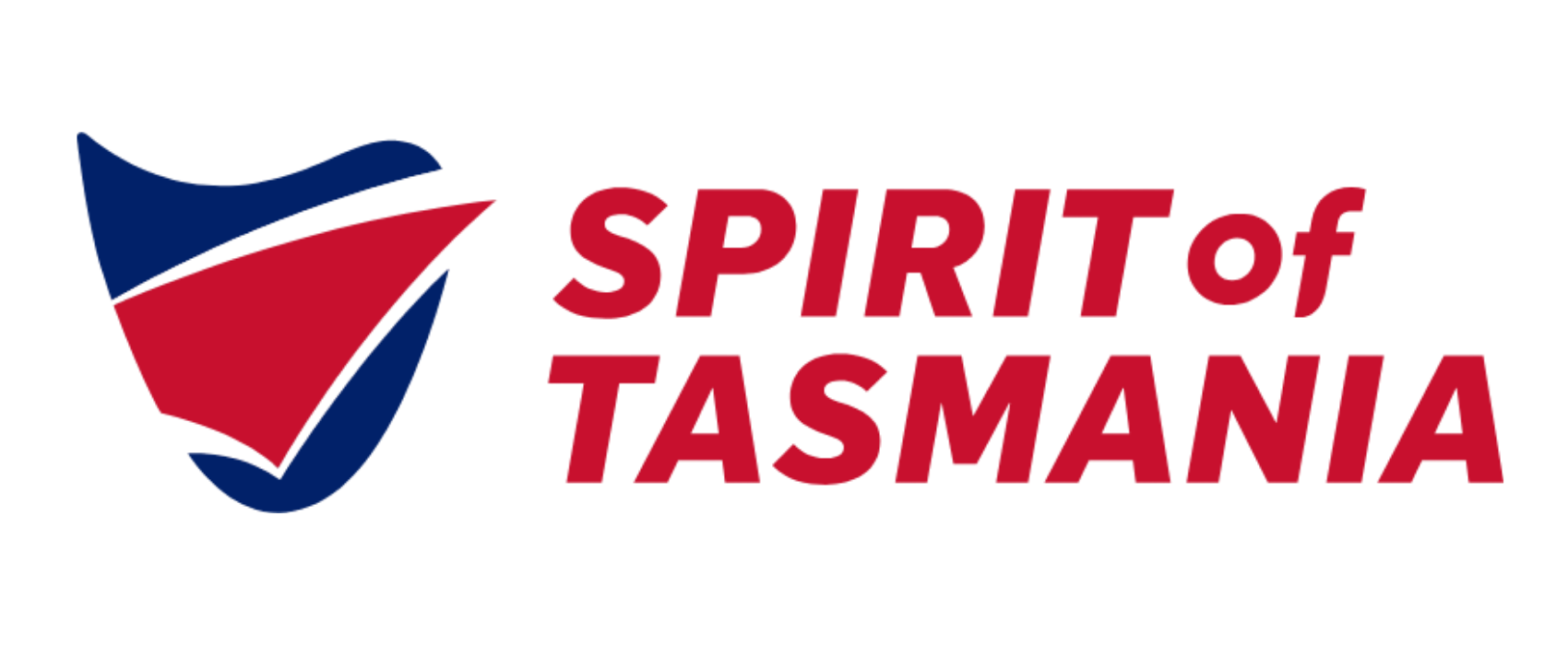 Logo of Spirit of Tasmania featuring a stylized ship in navy blue and red, with the text "SPIRIT of TASMANIA" in bold red letters.