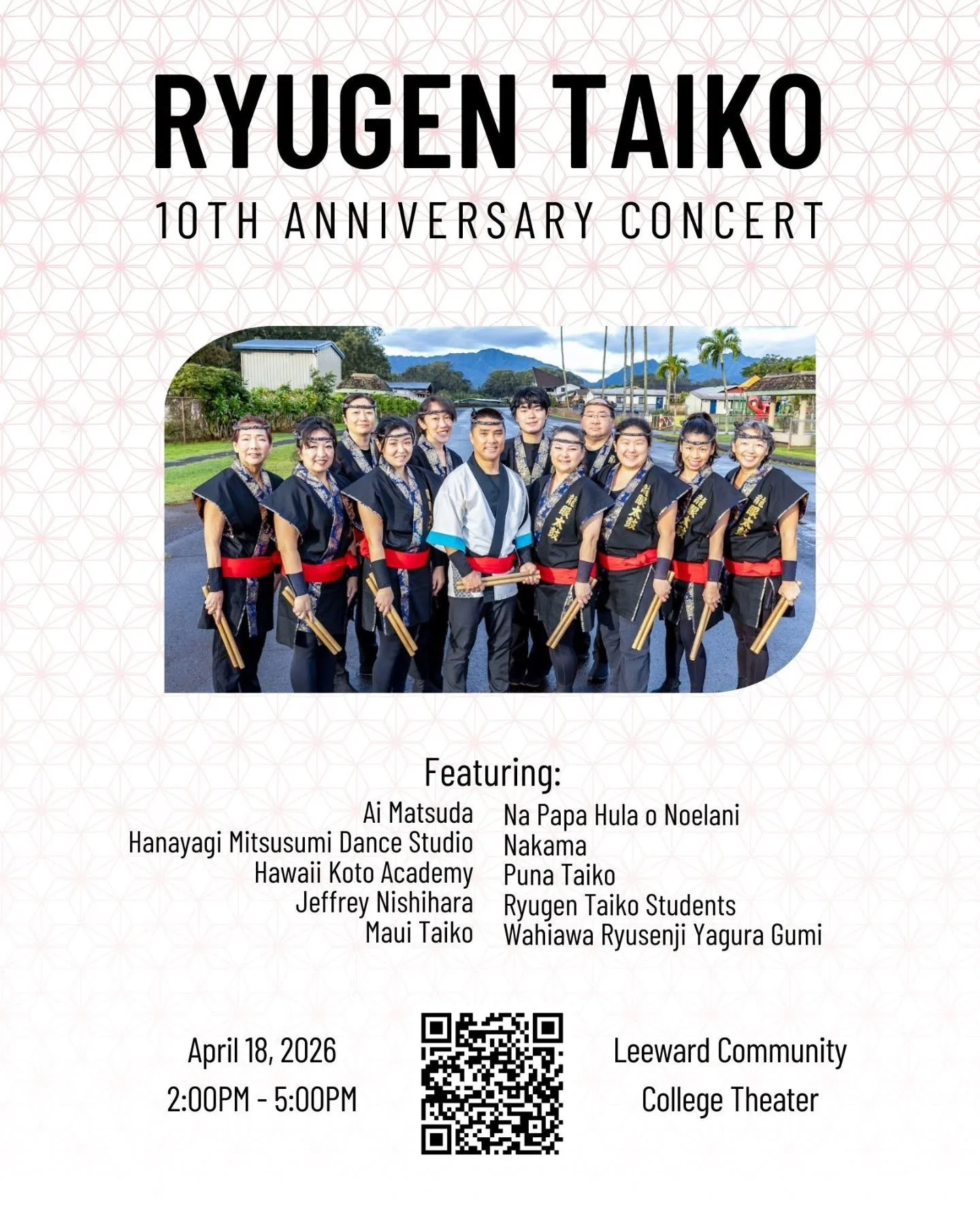 Congratulations Ryugen Taiko on your 10 Year Anniversary!
 
Ryugen Taiko has been an exceptional performer and supporter of every JCI Honolulu Megabon since our inaugural event in 2023.

They will be celebrating this incredible milestone with a live 