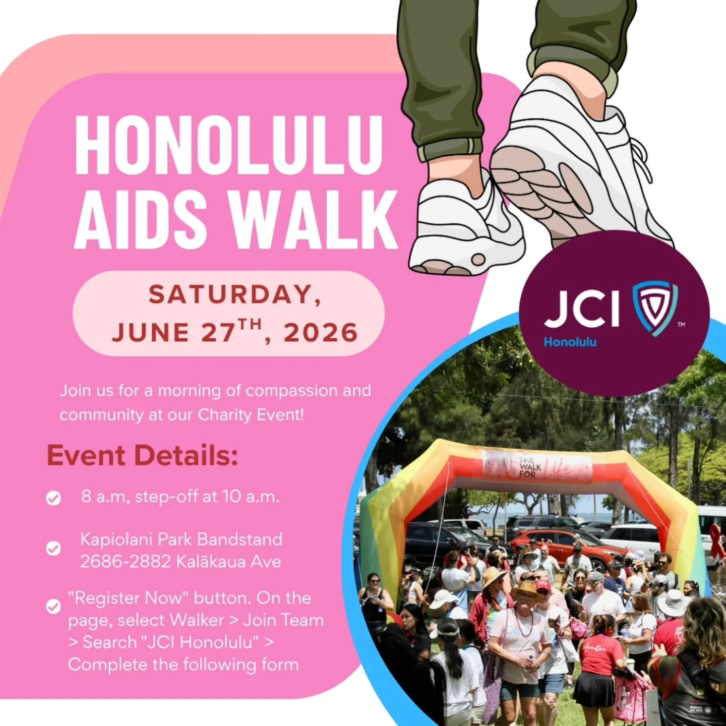Join JCI Honolulu for the 35th Honolulu AIDS Walk! While HIV is treatable, there is still no cure. This walk serves to raise both awareness and funds to support people living with HIV, and it's a great opportunity to get to know your fellow JCI membe