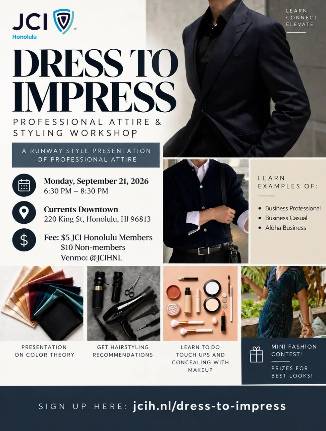 👔 DRESS TO IMPRESS 👗
Professional Attire &amp; Styling Workshop

What does it really mean to &ldquo;dress professionally&rdquo;? And how do you find a look that feels polished, confident, and still you?

Join us for an interactive evening all about