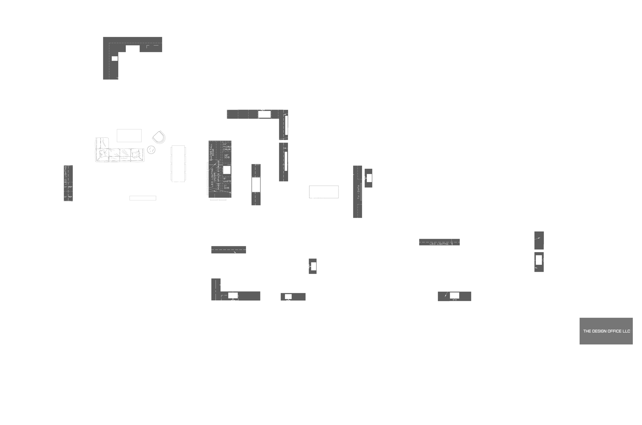 Architectural blueprint of a house floor plan with rooms labeled, including garage, kitchen, living room, bedrooms, and bathrooms, with detailed measurements and notes.
