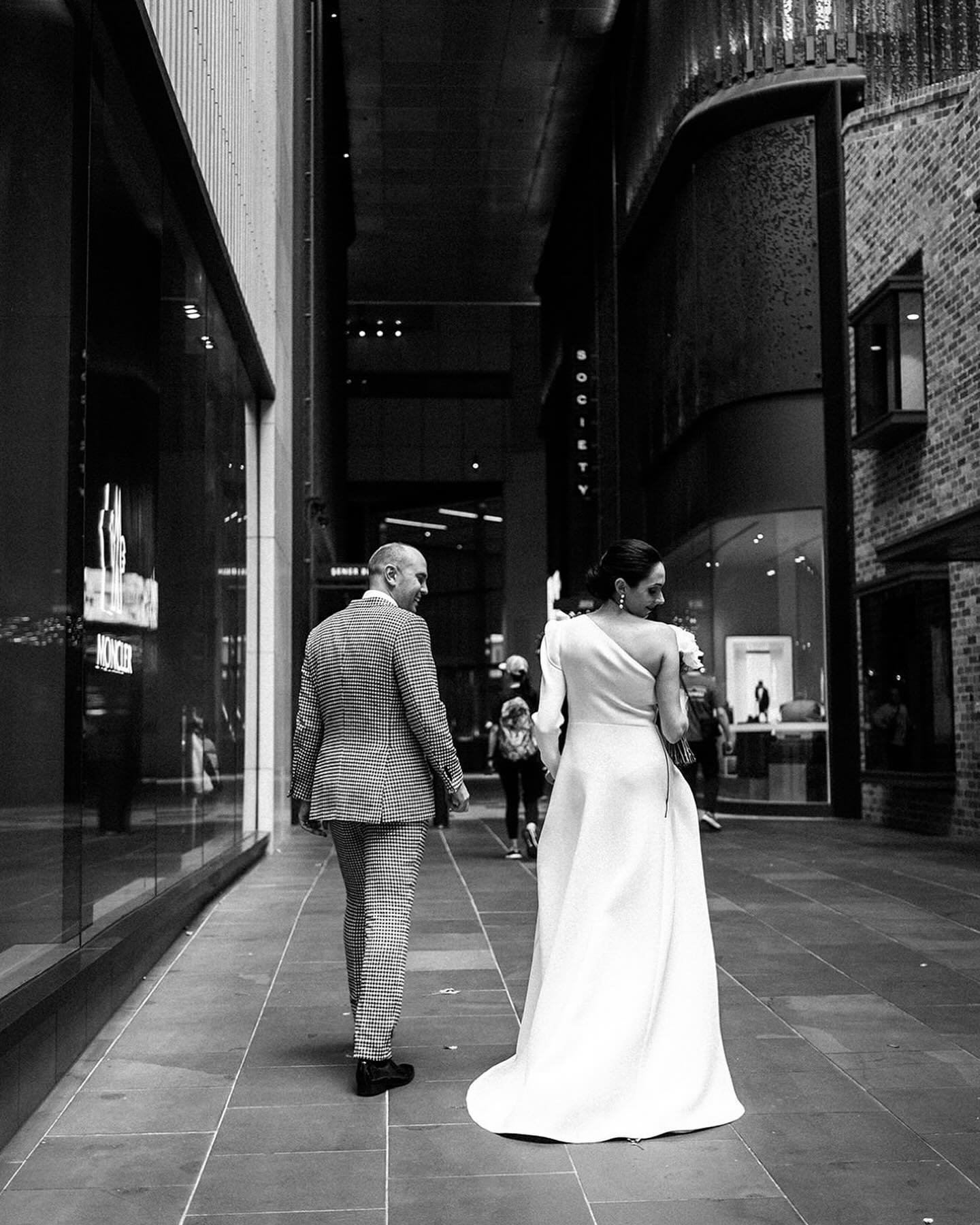 In between moment with Rachael &amp; Charlie 🖤

Photography @finderseekerphotography 
Gown @toni_maticevski 
Suit @ysgtailors 
Ceremony Fitzroy gardens, Plane Tree Walk 
Cocktail hour  @nickandnorasmelbourne 
Reception @cumulusinc 
Florals @sunflowe