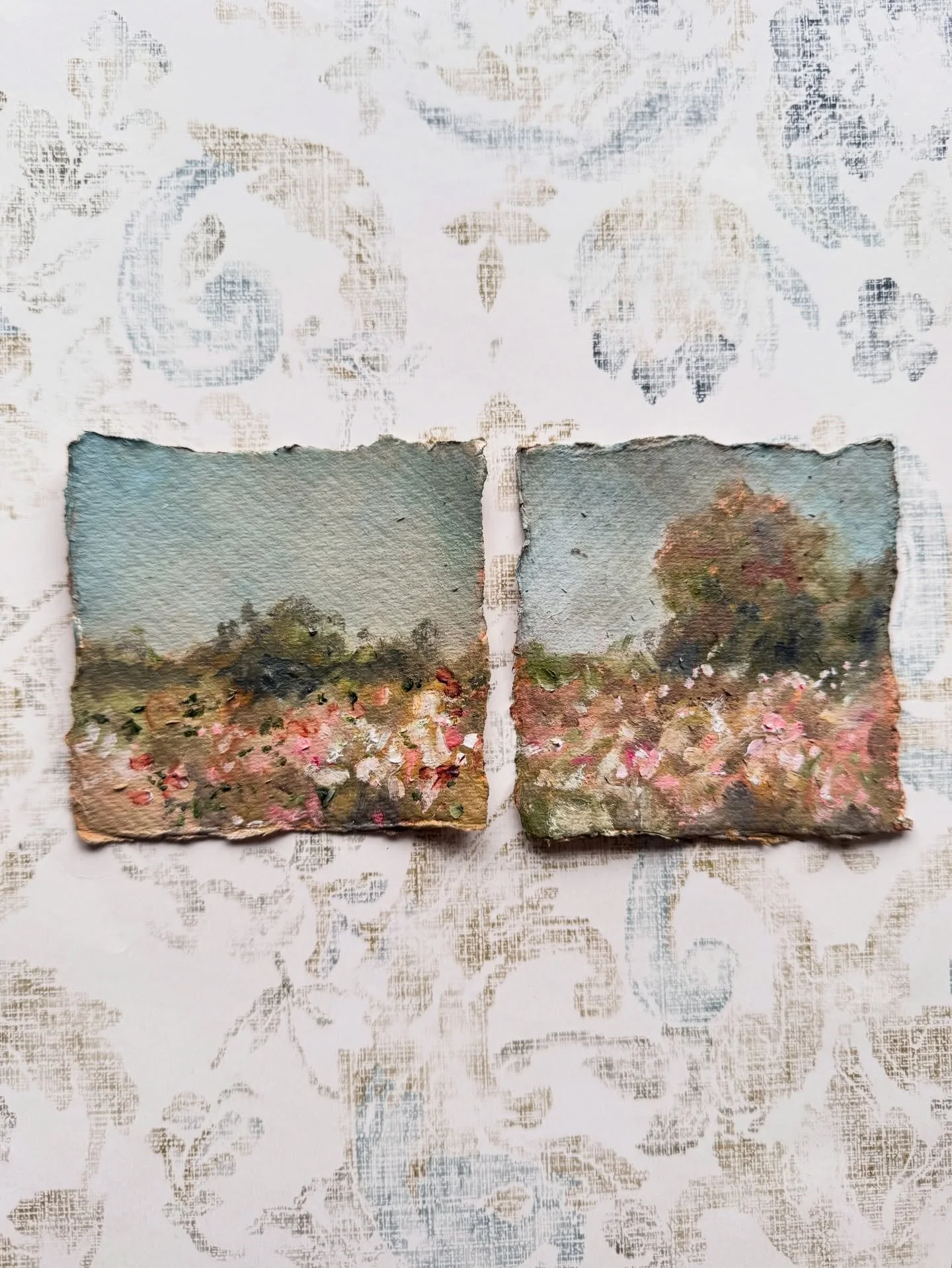 Day 15 Meadow XVII &amp; XVIII  now available. 

Sometimes the smallest decisions feel like the biggest ones&hellip; like choosing which tiny meadow to bring home. These two have been sitting on my desk all week, catching the soft winter light and re