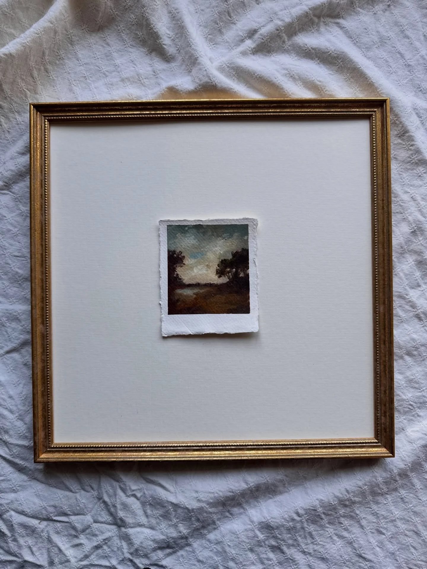 I&rsquo;ve been framing these small original oil paintings on paper with plenty of space around them. The oversized mount draws you into the painted Polaroid, making you feel and think as you look closer. 

I like how they sit in a room this way, cal