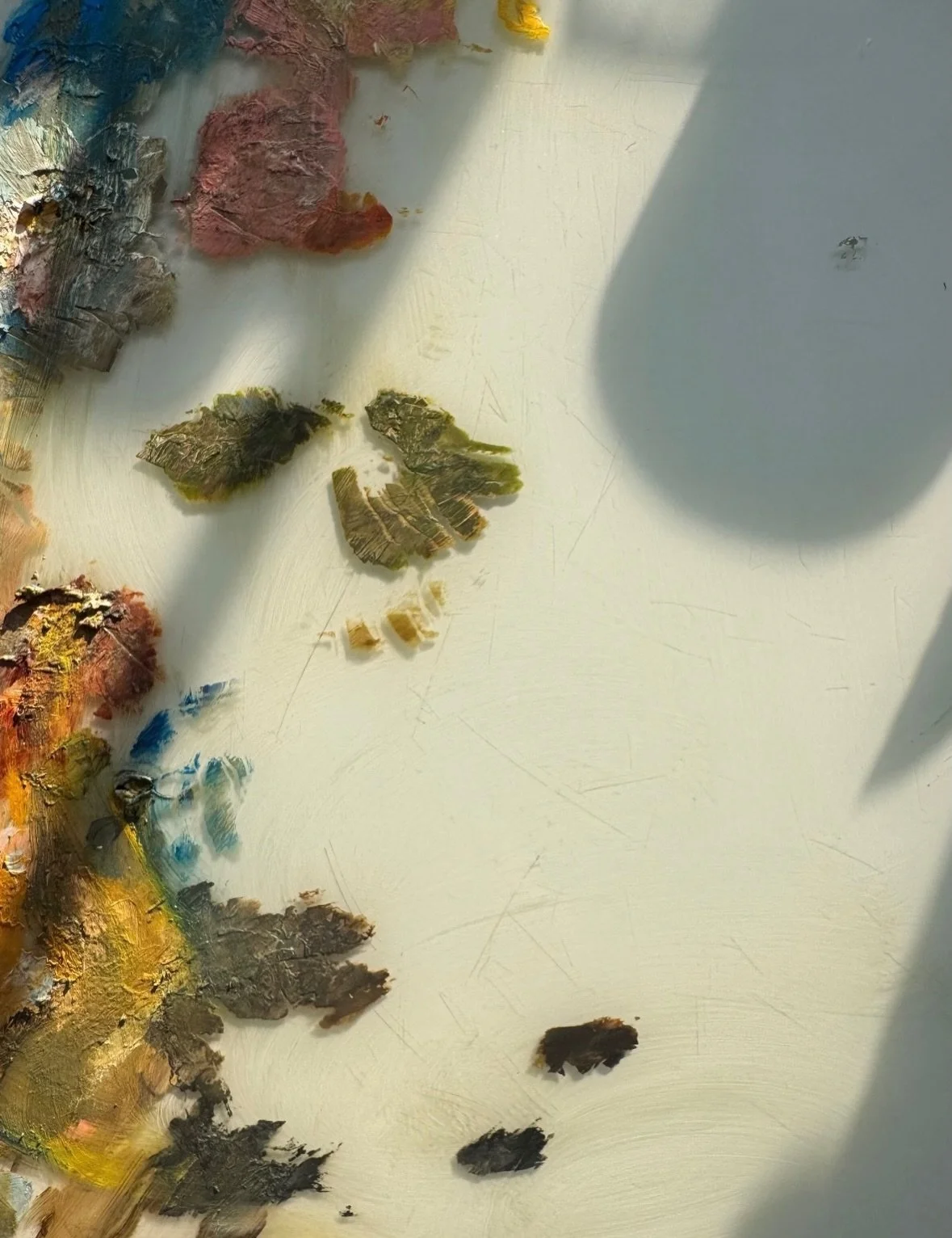 Some snippets from the studio lately.

The light moving across the room. Paint gathering on the palette. Brushes left where I will need them again tomorrow. And, little by little, a new body of work beginning to come together.

My autumn collection w