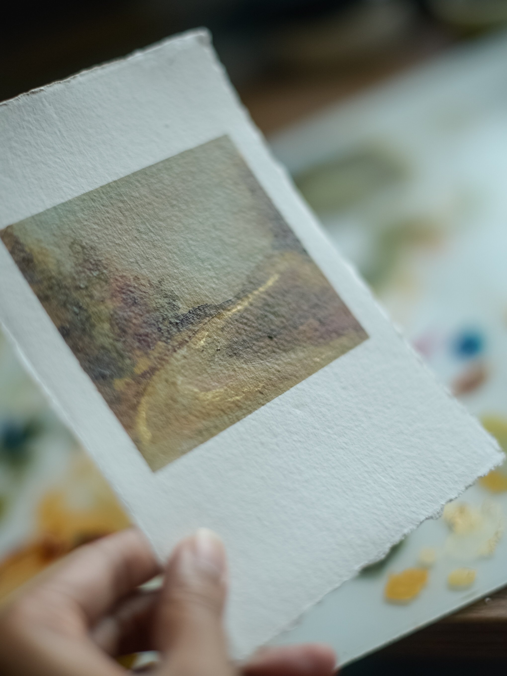 The pathways have become one of the threads running through The Way Home.

I have used the faintest touch of metallic gold oil paint along them. Most of the time, it settles quietly into the earthy colours of the landscape. When the painting catches 
