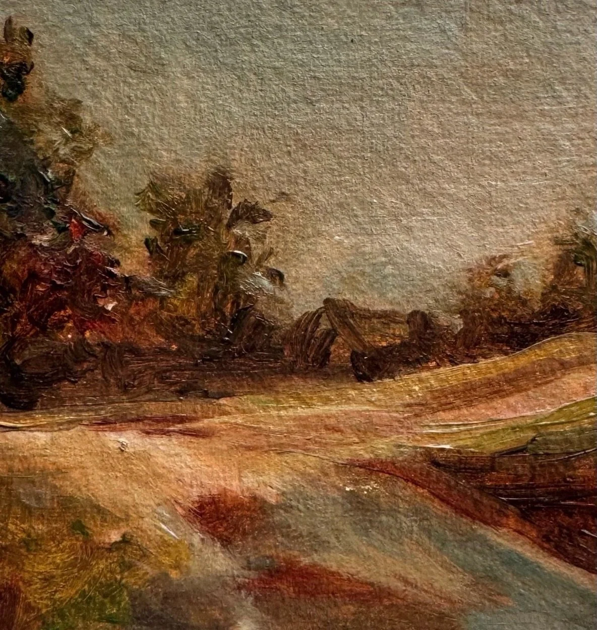 This little painting holds so much of what I love about autumn, the russet reds, faded greens, soft ochres and the hazy light that seems to settle over everything.

I wanted the landscape to feel familiar without belonging to one particular place; th