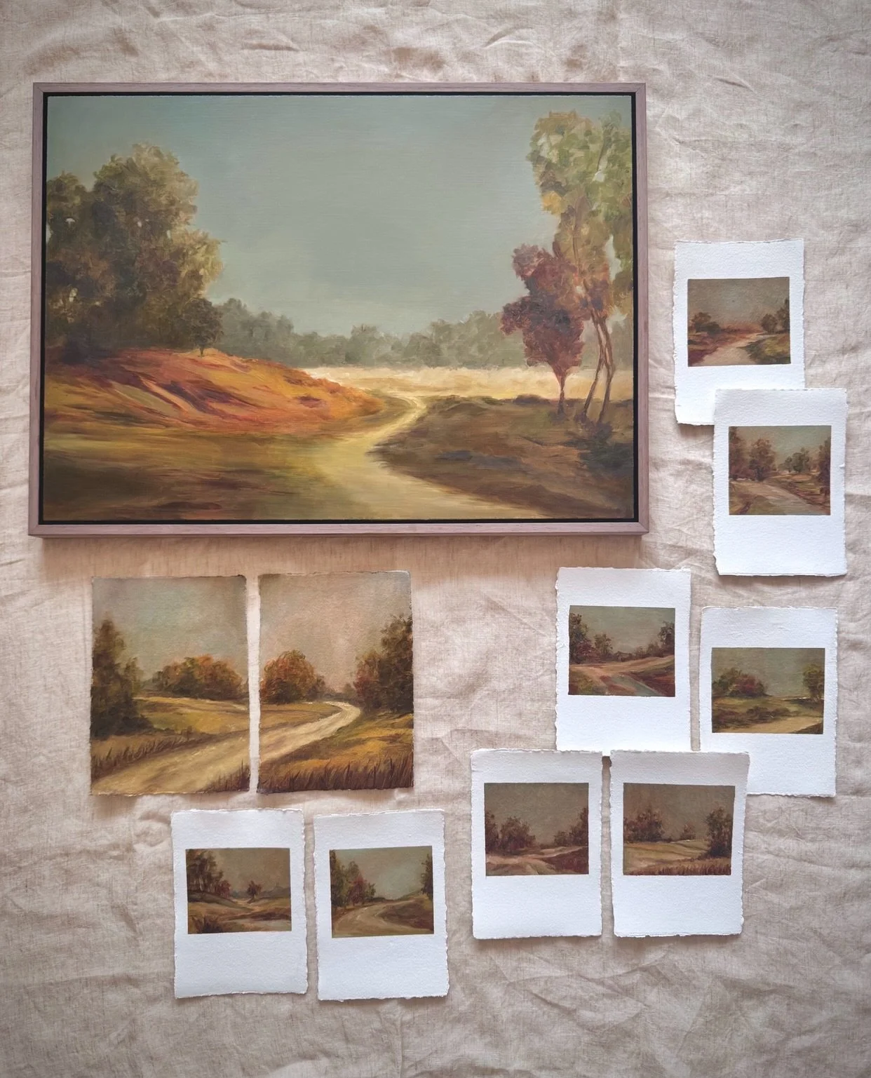 It&rsquo;s here.

The Way Home is now live.

A collection of autumn landscapes, winding paths, softened light and the feeling of returning to something familiar.

These paintings were made with layers of earth, gold and muted colour, each one holding