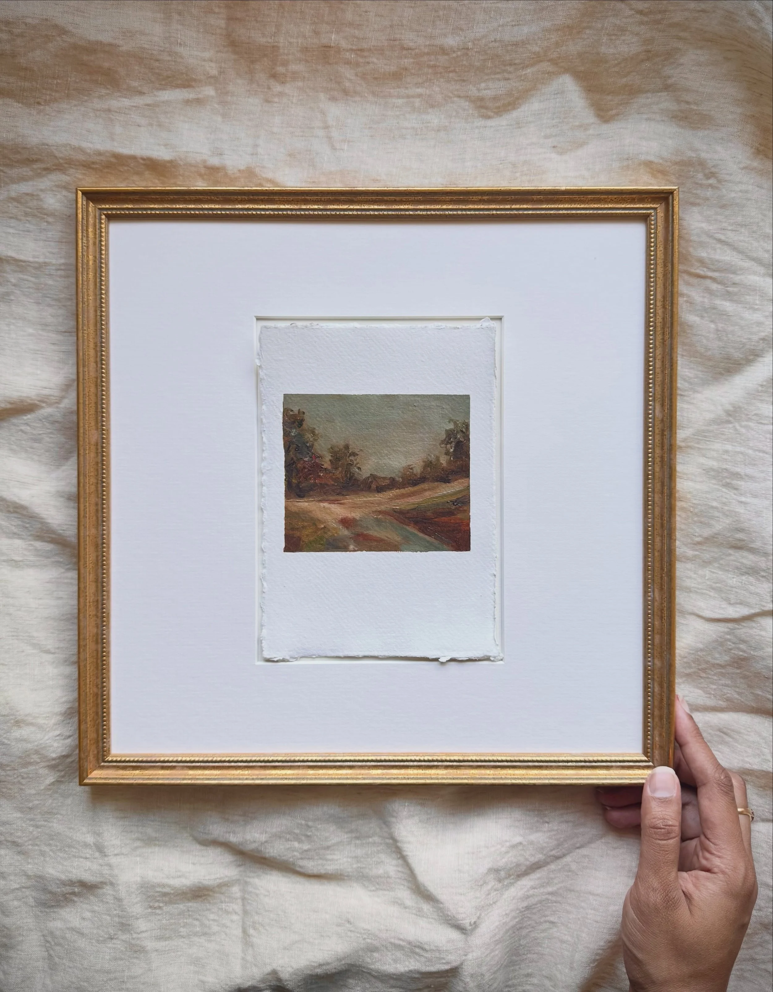 This is my favourite piece from The Way Home.

There&rsquo;s something about the softness of the landscape, the quiet road and the way the colours sit together that feels closest to what I wanted this collection to become.

It&rsquo;s one of those pa