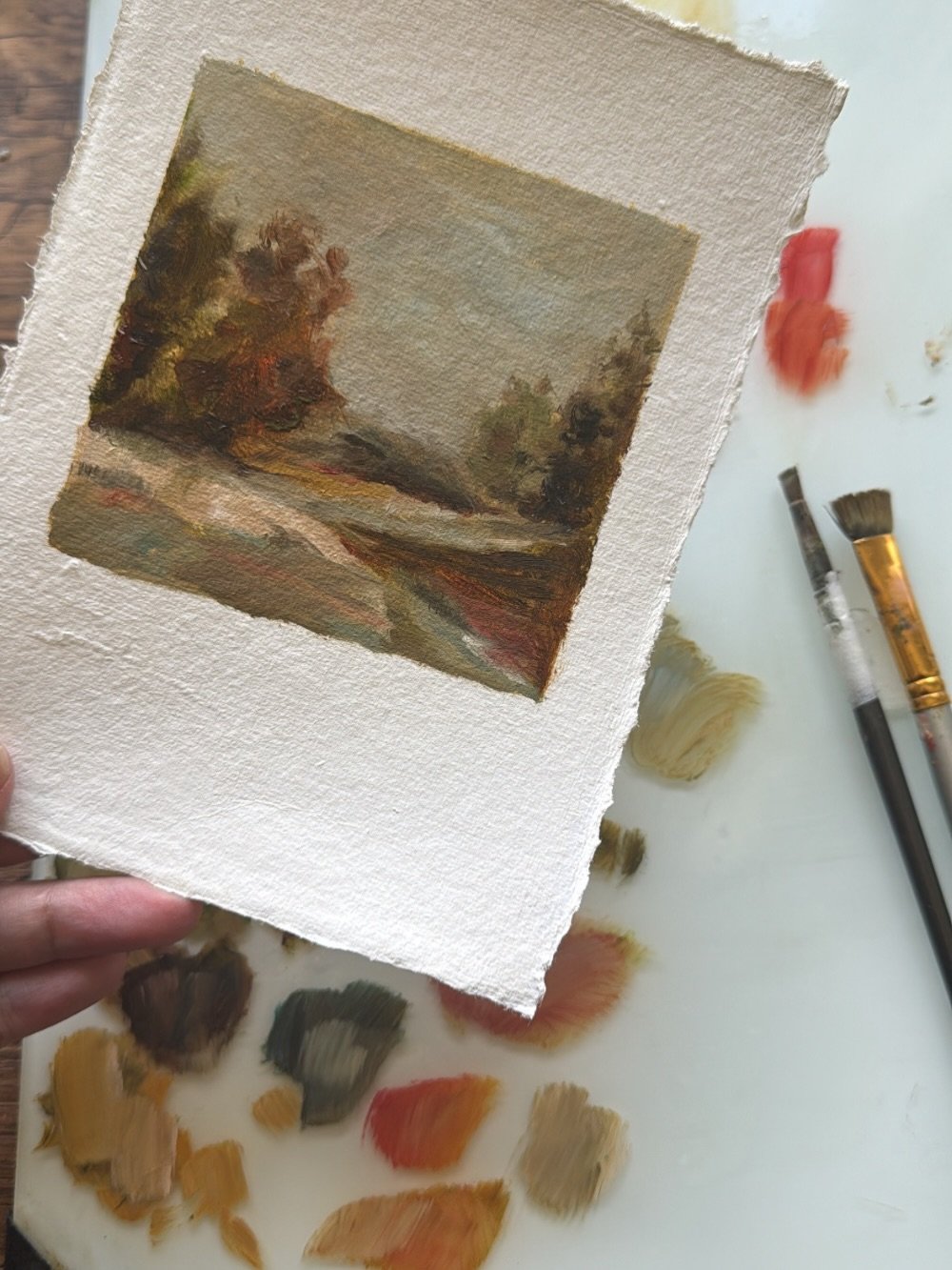 The first painting here is where The Way Home began.

I painted it as a one off last year, long before I knew it would become the beginning of something larger. It has since travelled to its new home with a lovely collector in the US, but I kept retu