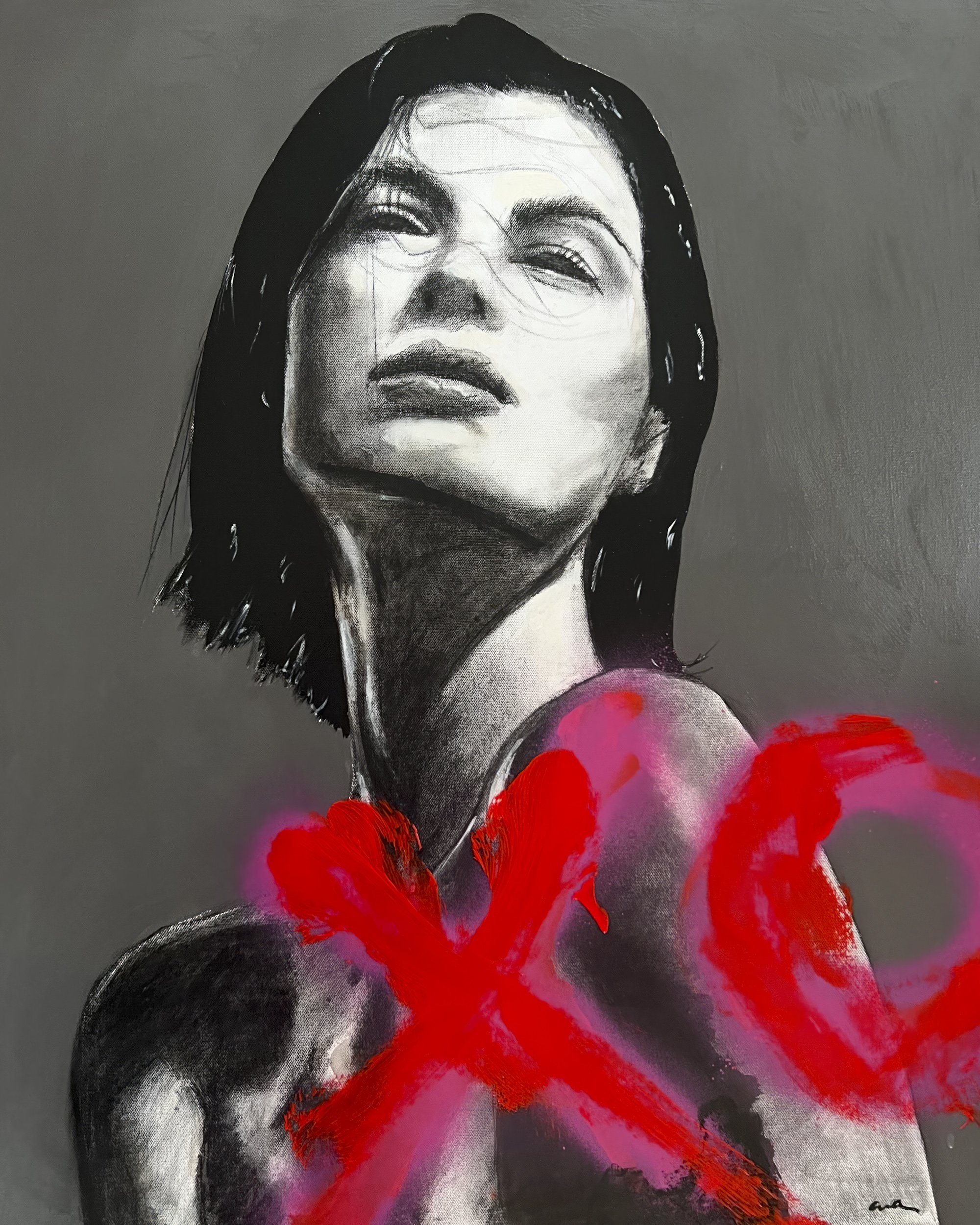 Valentine, Acrylic and Charcoal on Canvas, 30 x 24 in., 2024