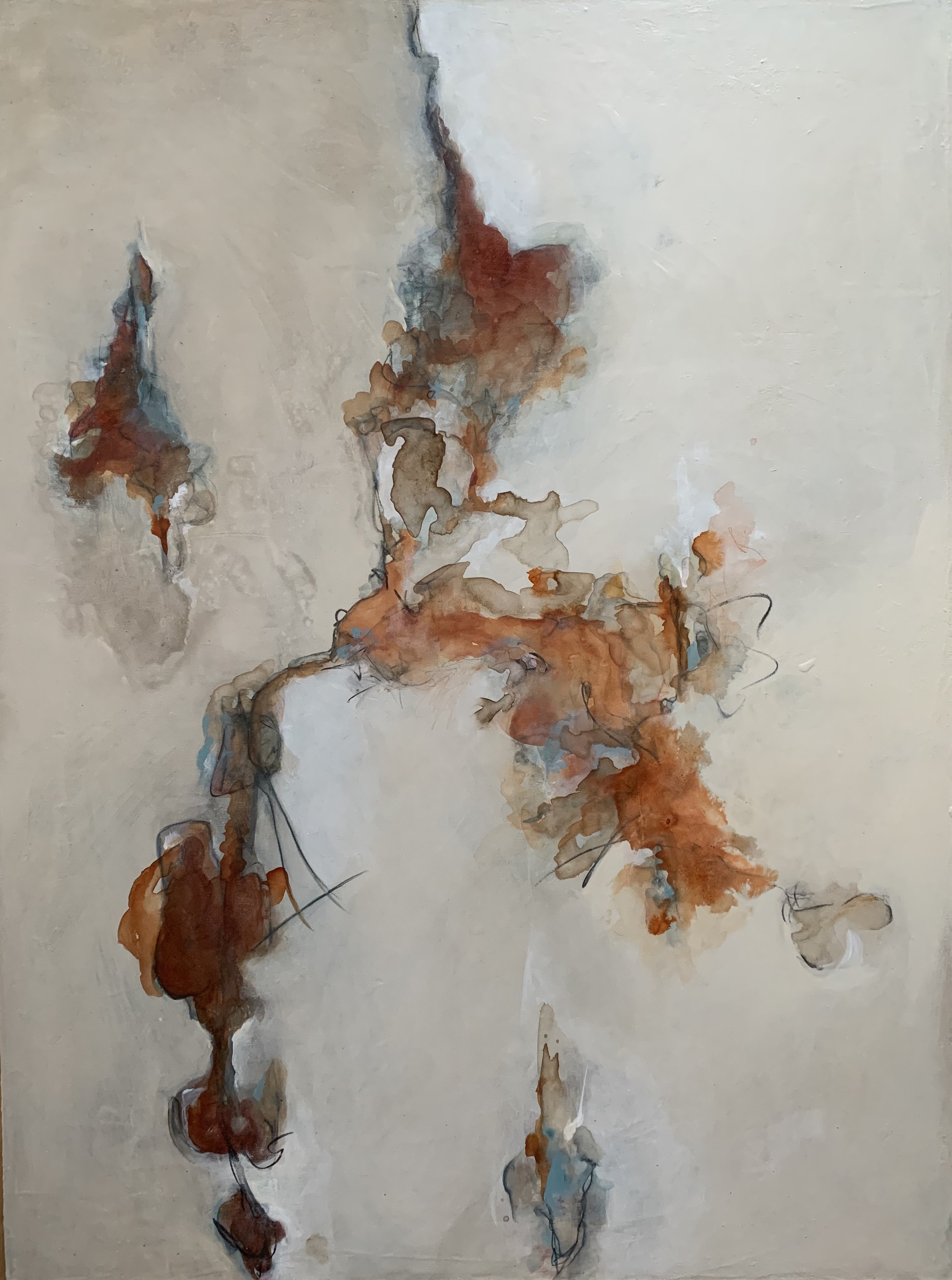 Fragile Fissure, Acrylic, Pencil and Charcoal on Canvas, 40 x 30 in., 2020