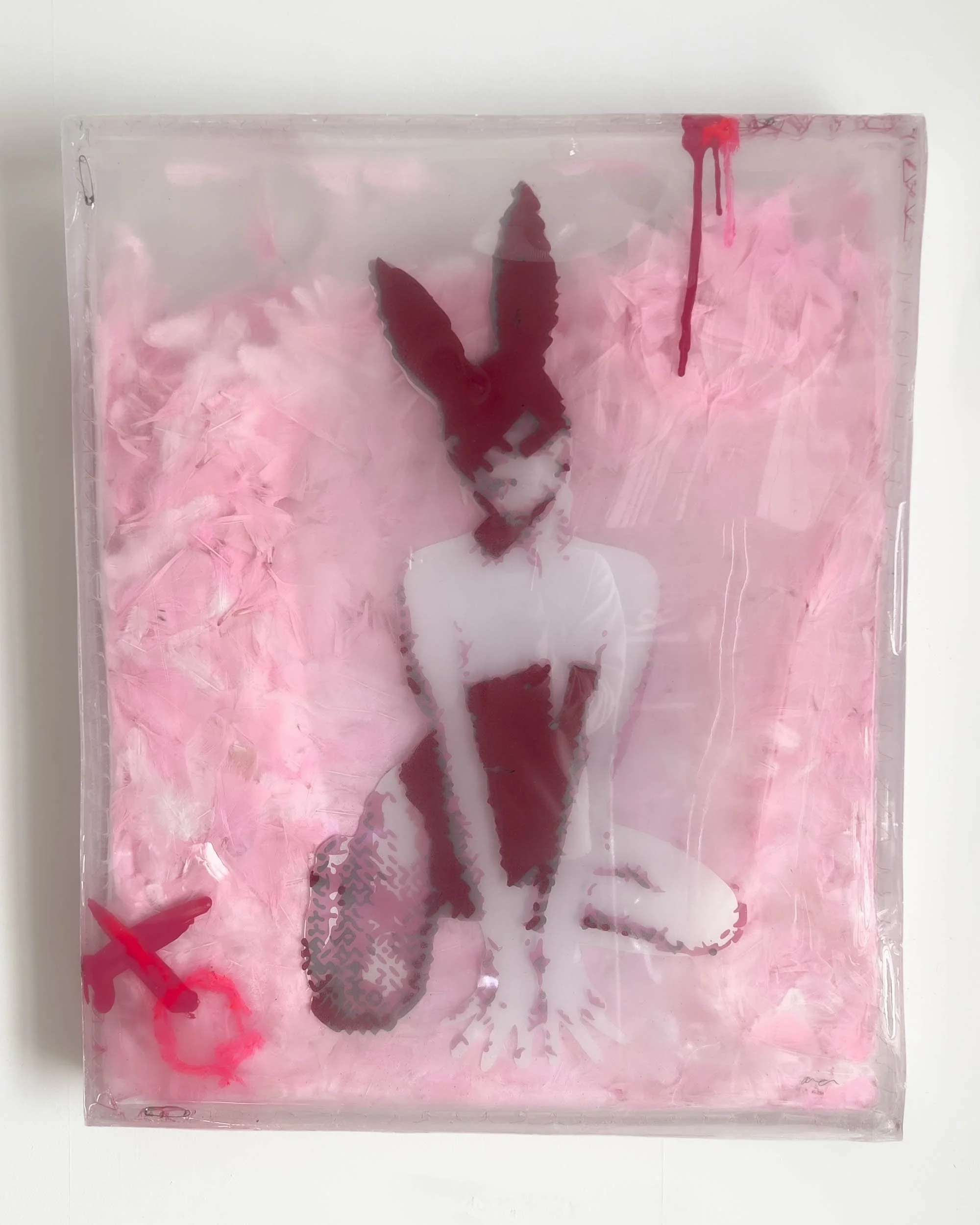 Tickled Pink, Resin, Acrylic, Feathers and Mixed Media, 2026