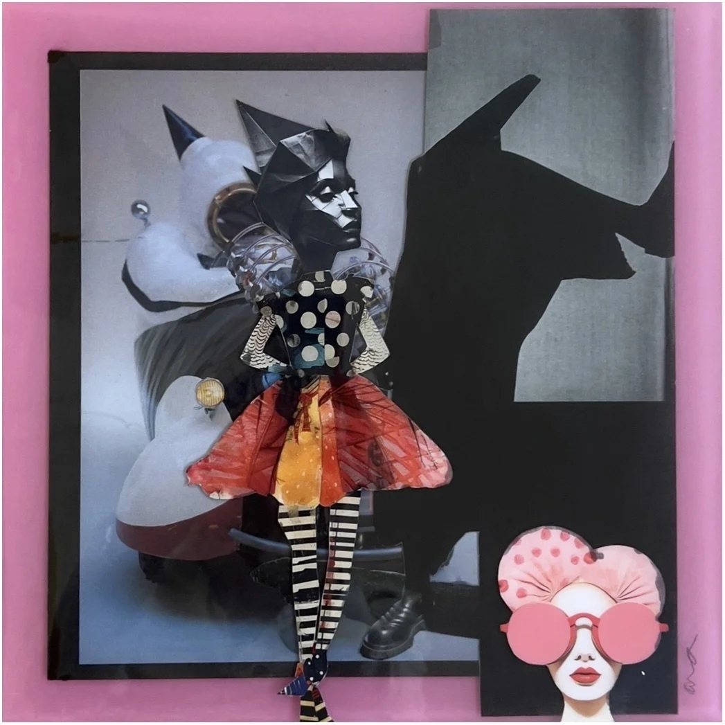 Sour Girl, Collage and Resin on Cradled Wood, 2026