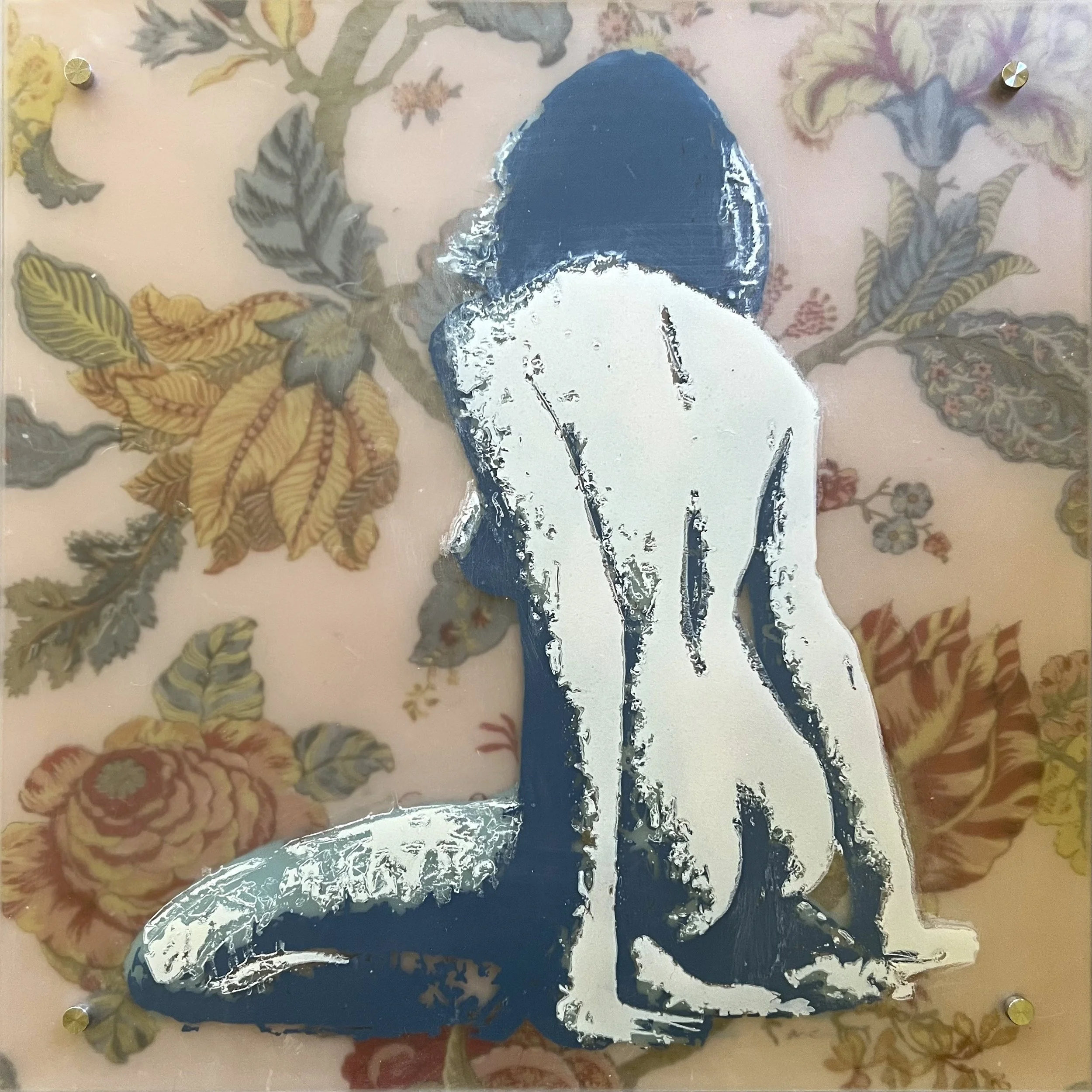 Jackie in Pieces, Mixed Media on Acrylic and Cradled Wood, 2025