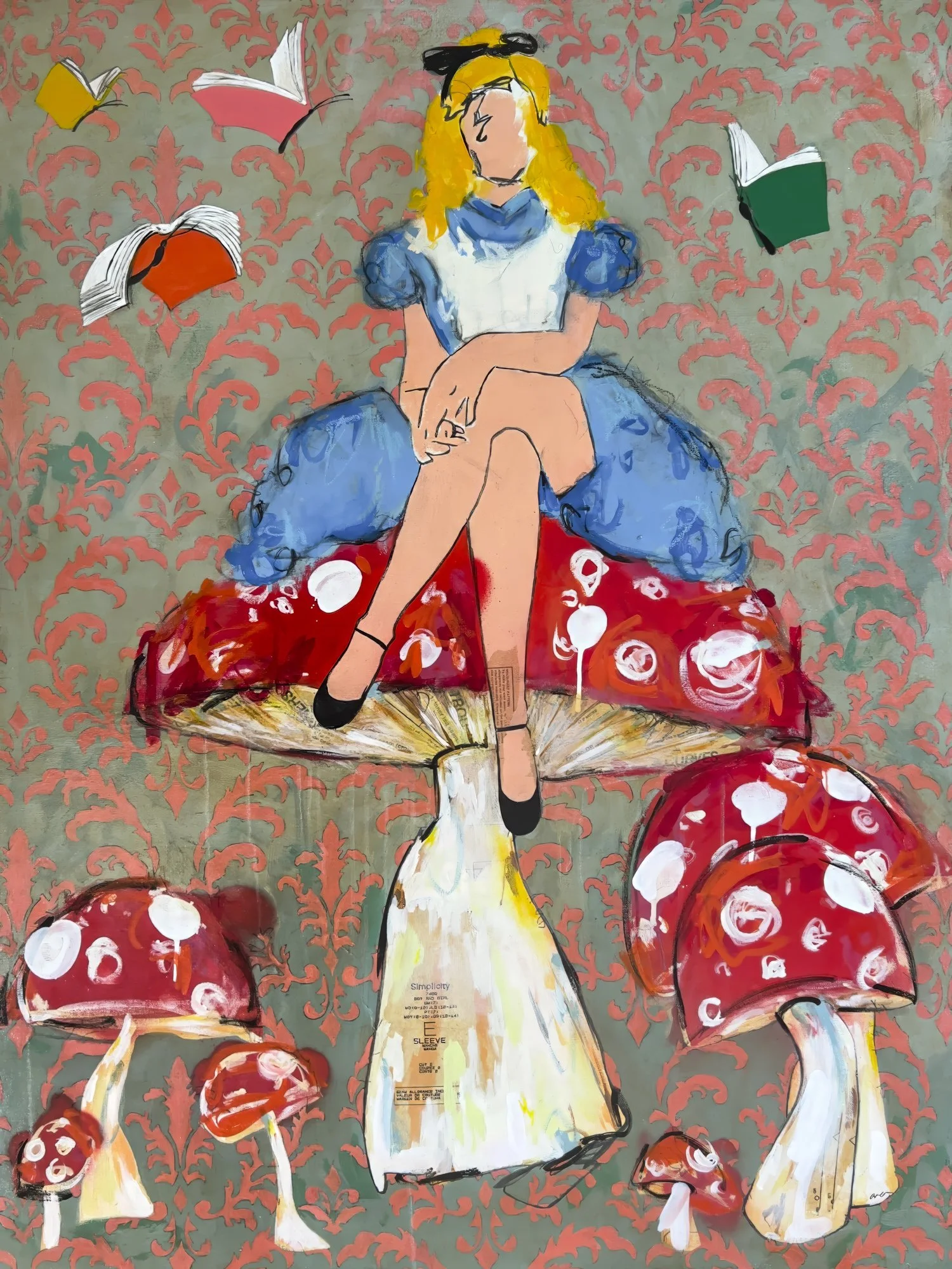 Waiting in Wonderland<em>Acrylic, Oil Pastel and Mixed Media on Canvas, 2024</em>