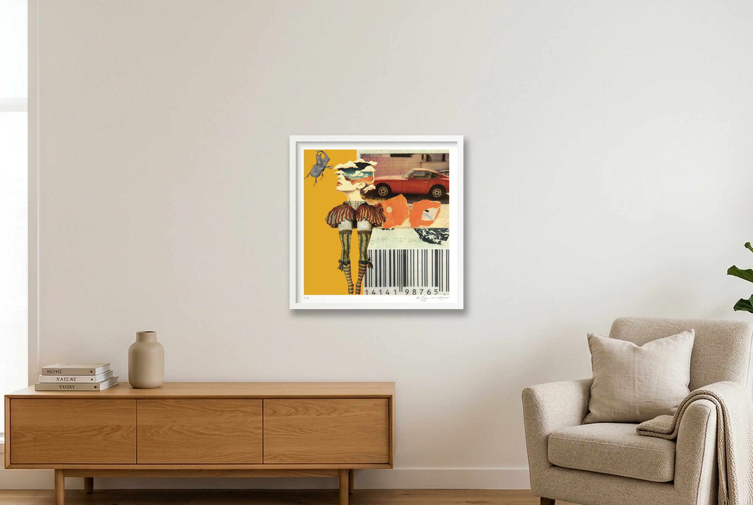 Stop Wasting My Time by Alissa Van Atta displayed in a white wood frame.