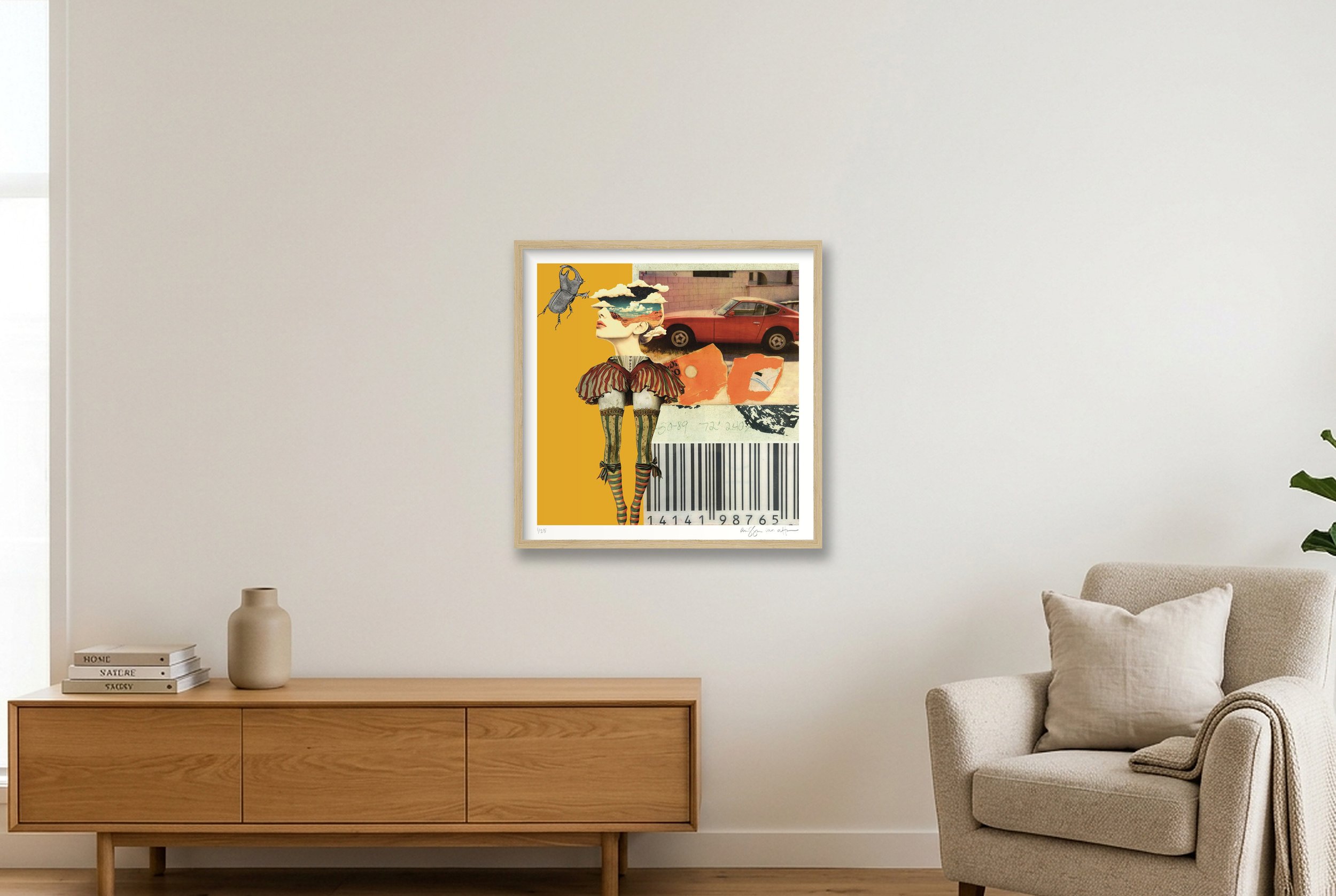 Stop Wasting My Time by Alissa Van Atta displayed in a natural oak wood frame.