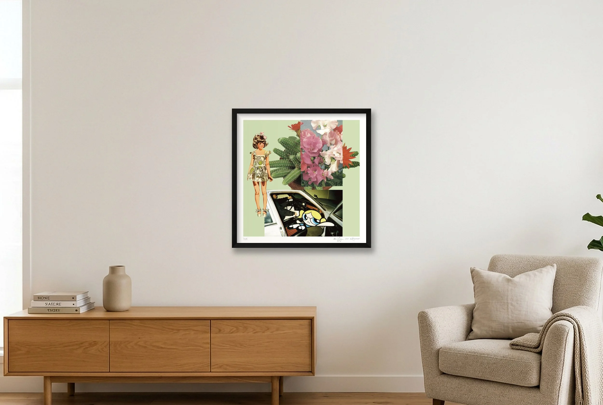 Sugar and Spice by Alissa Van Atta displayed in a black wood frame.