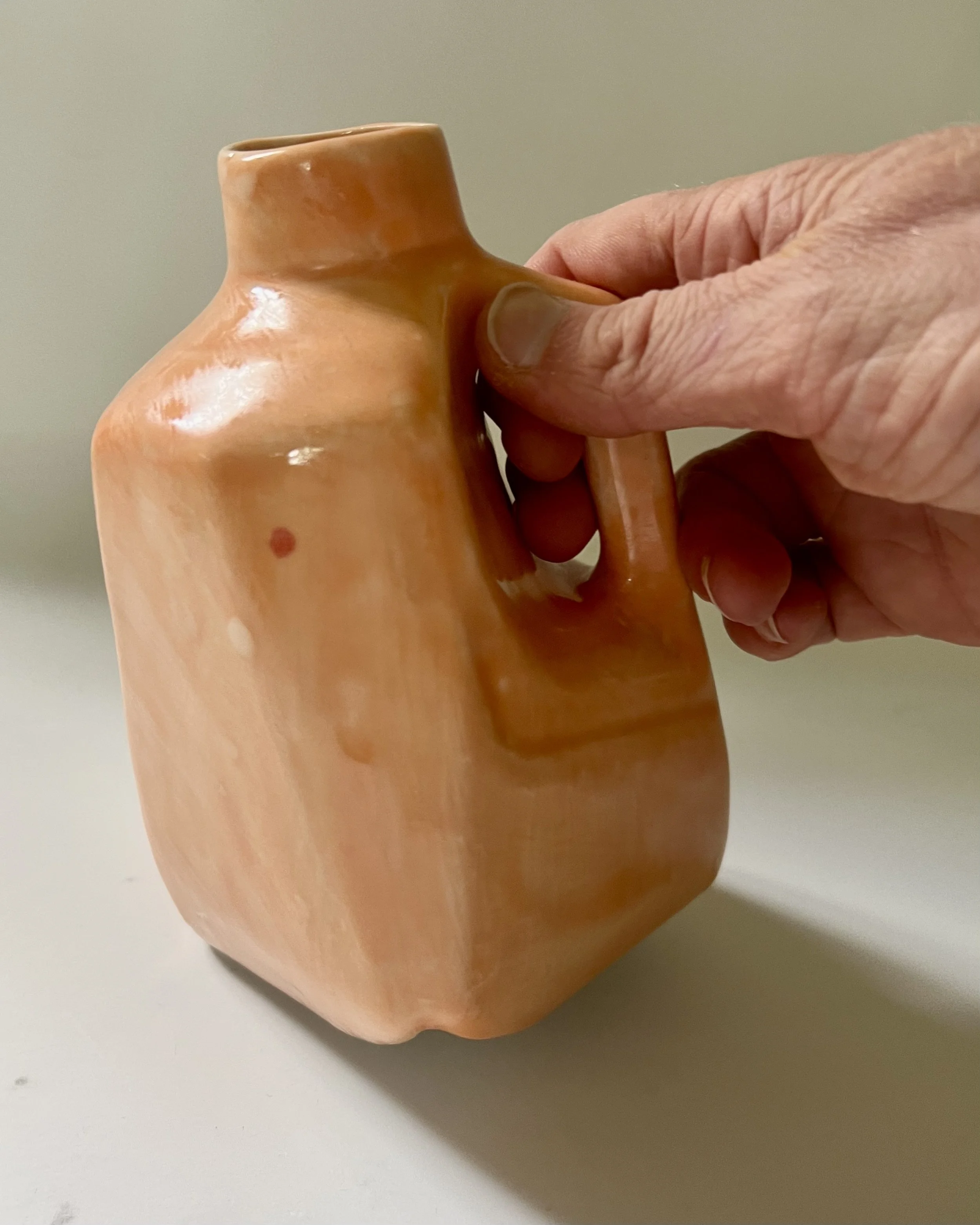 Hand holding Milk Jug 26.53 for scale
