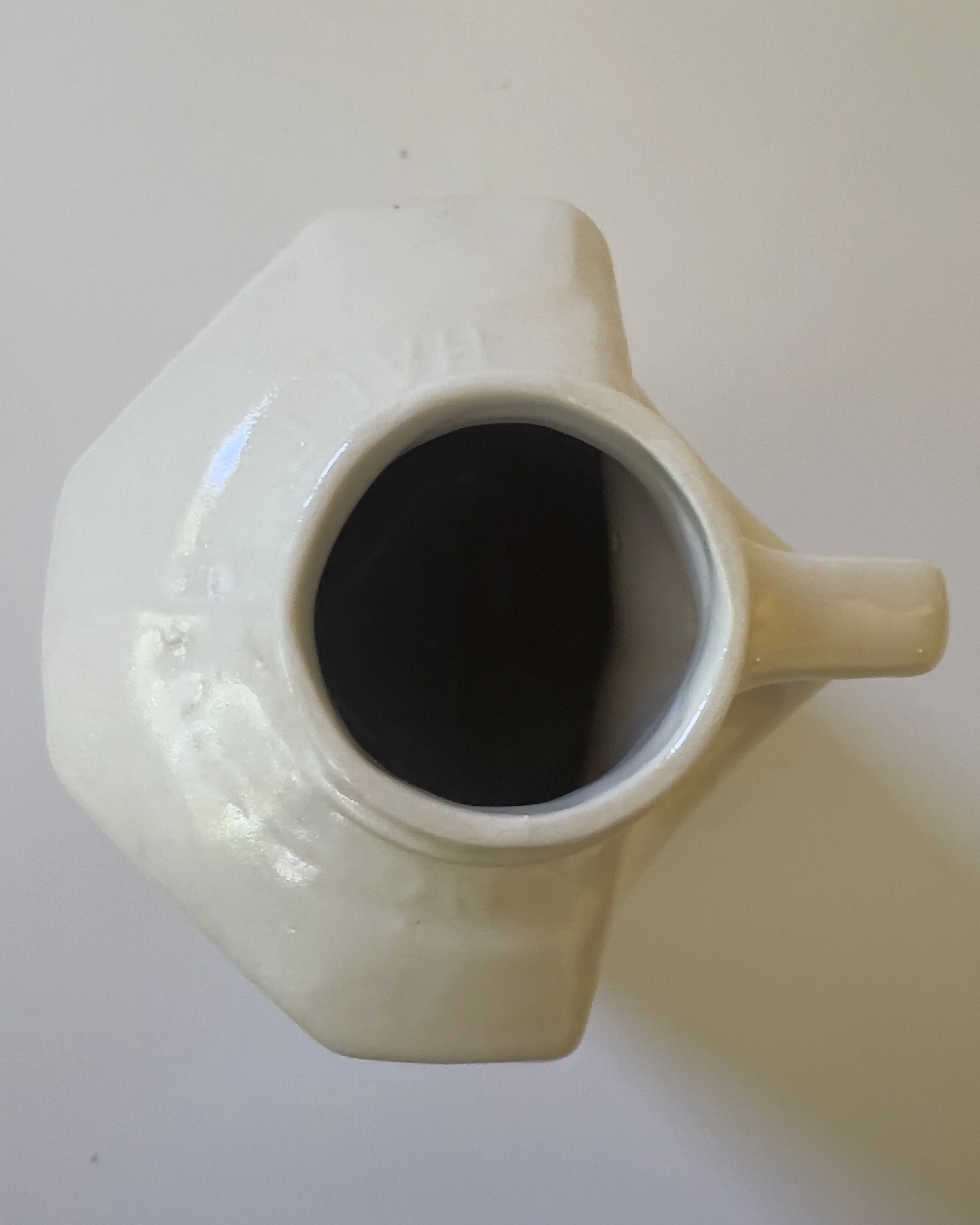 Top opening view of handmade ceramic jug vase