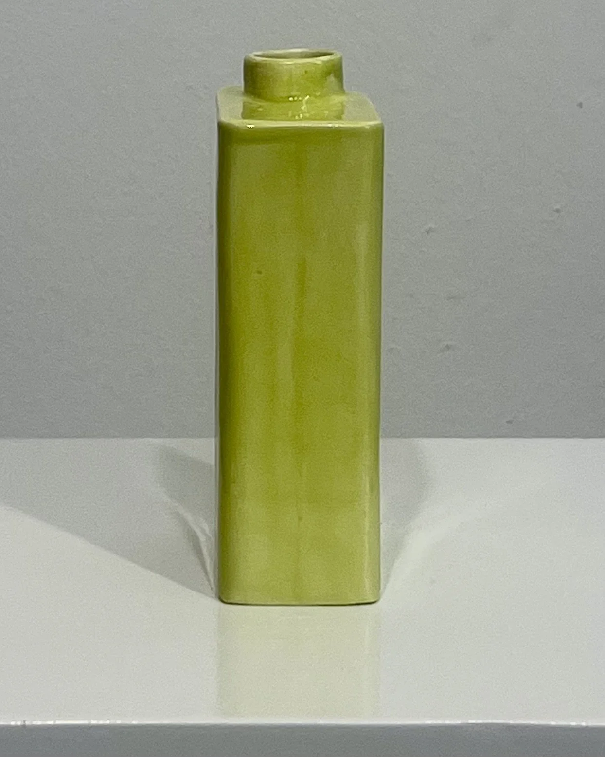 Right side view of Pear glaze porcelain carton vase C26.9
